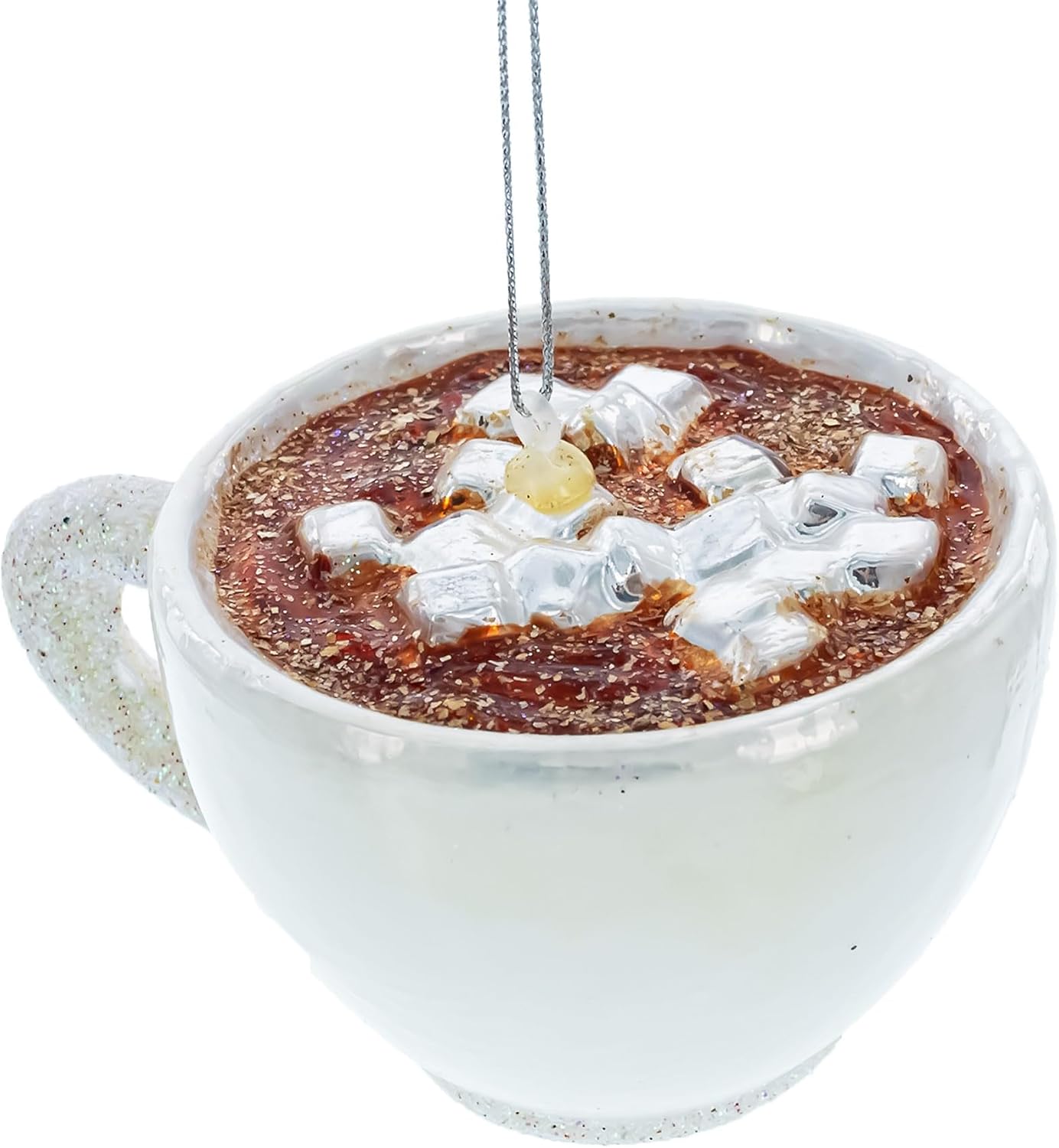 Cozy Hot Cocoa Cup Blown Glass Ornament