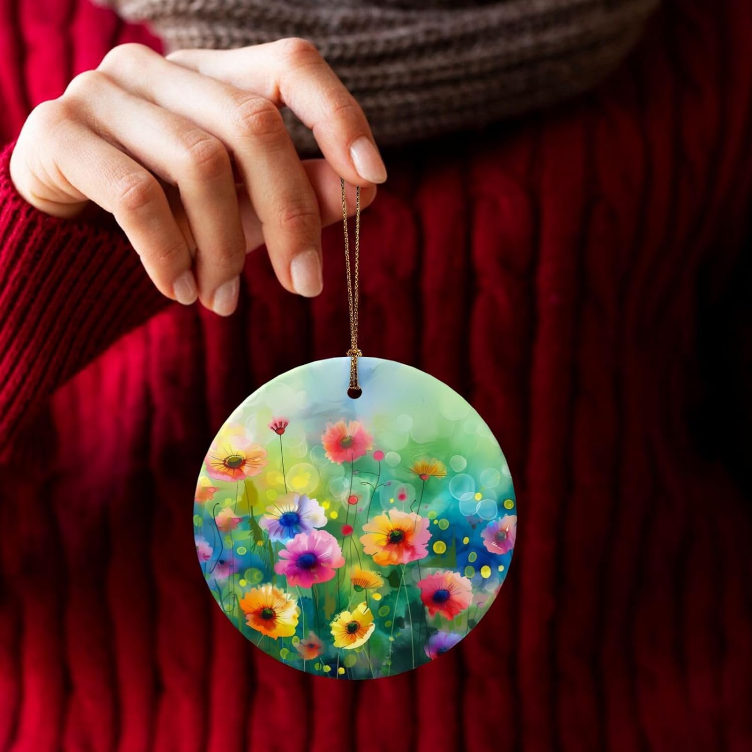 Christmas Ornaments Wildflower Ceramic Pendant Decor