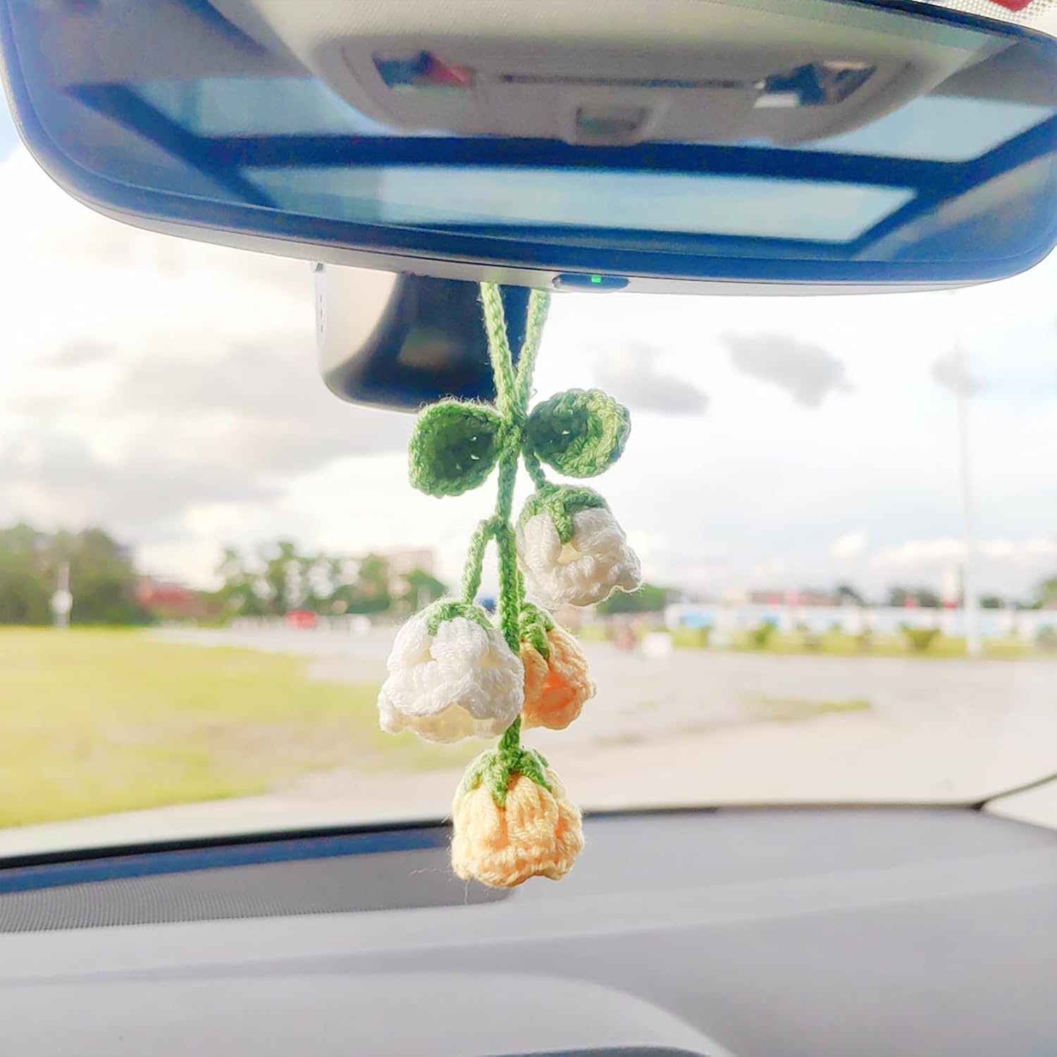 Lily of The Valley Flower Car Mirror Hanging Accessory Yellow White