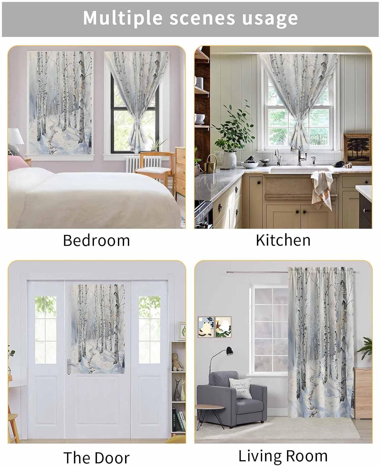 Christmas Tree Self Adhesive Portable Curtains for Windows