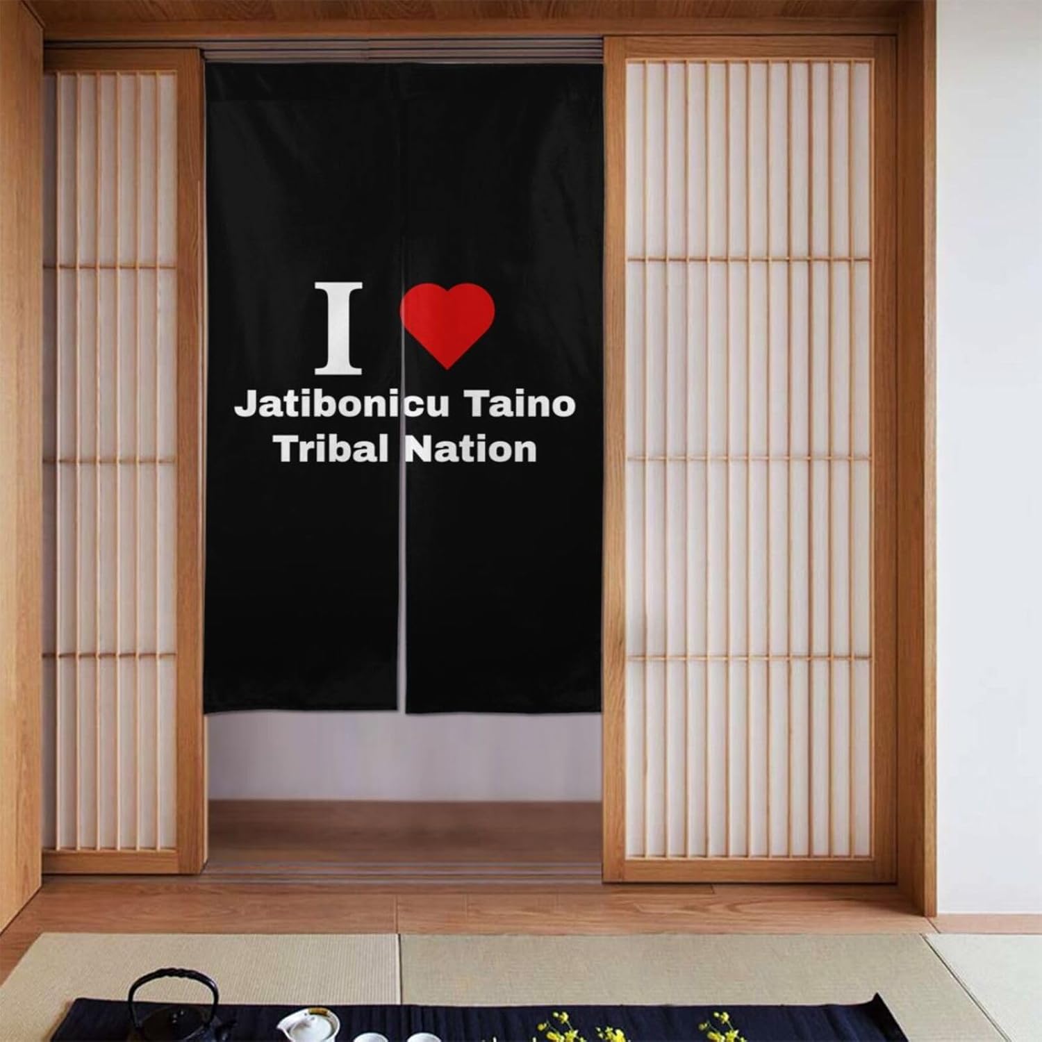 I Love Jatibonicu Taino Tribal Blackout Curtain for Door 34x56in