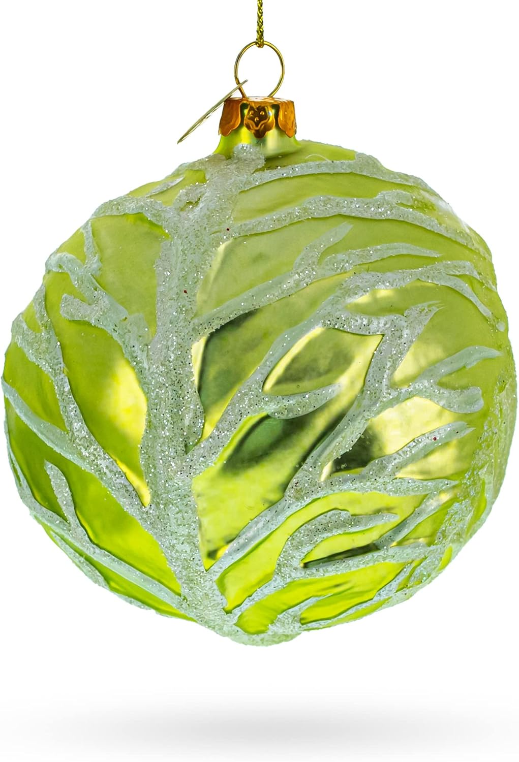 Handcrafted Green Cabbage Blown Glass Ornament