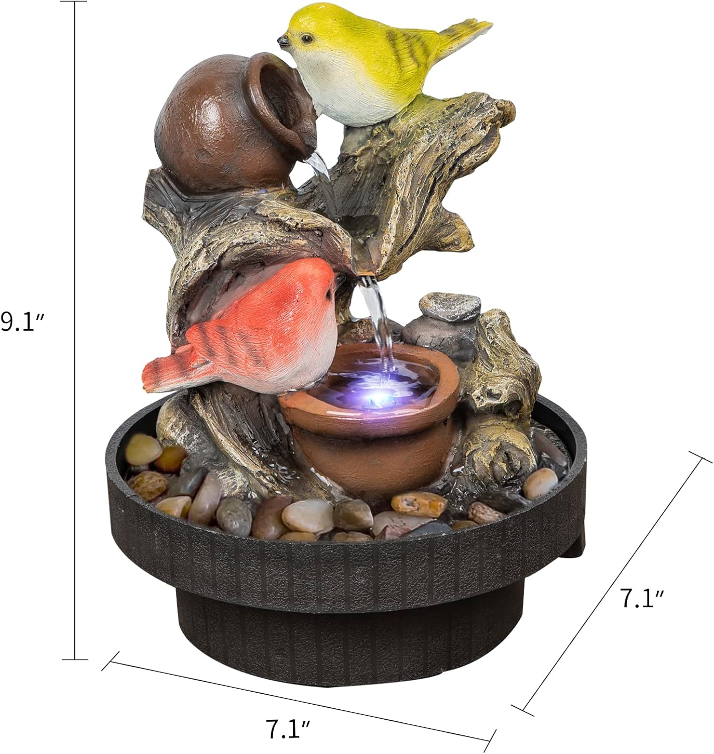 Ferrisland Indoor Tabletop Water Fountain with LED Light