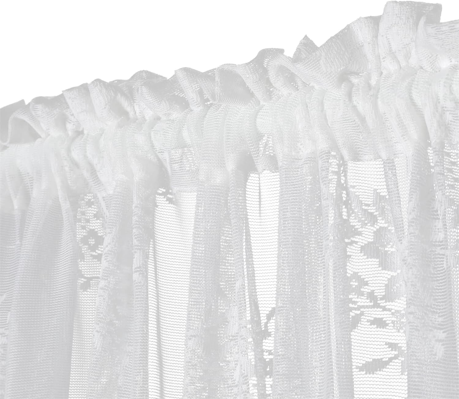 Lace French Door Curtain 25x72 Inch Rose Pattern White