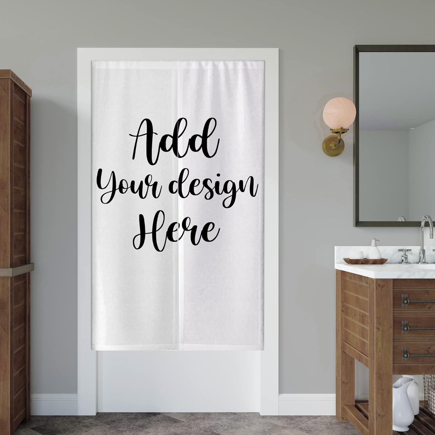 Custom Doorway Curtain with Photo and Text Logo Japanese Noren Panel
