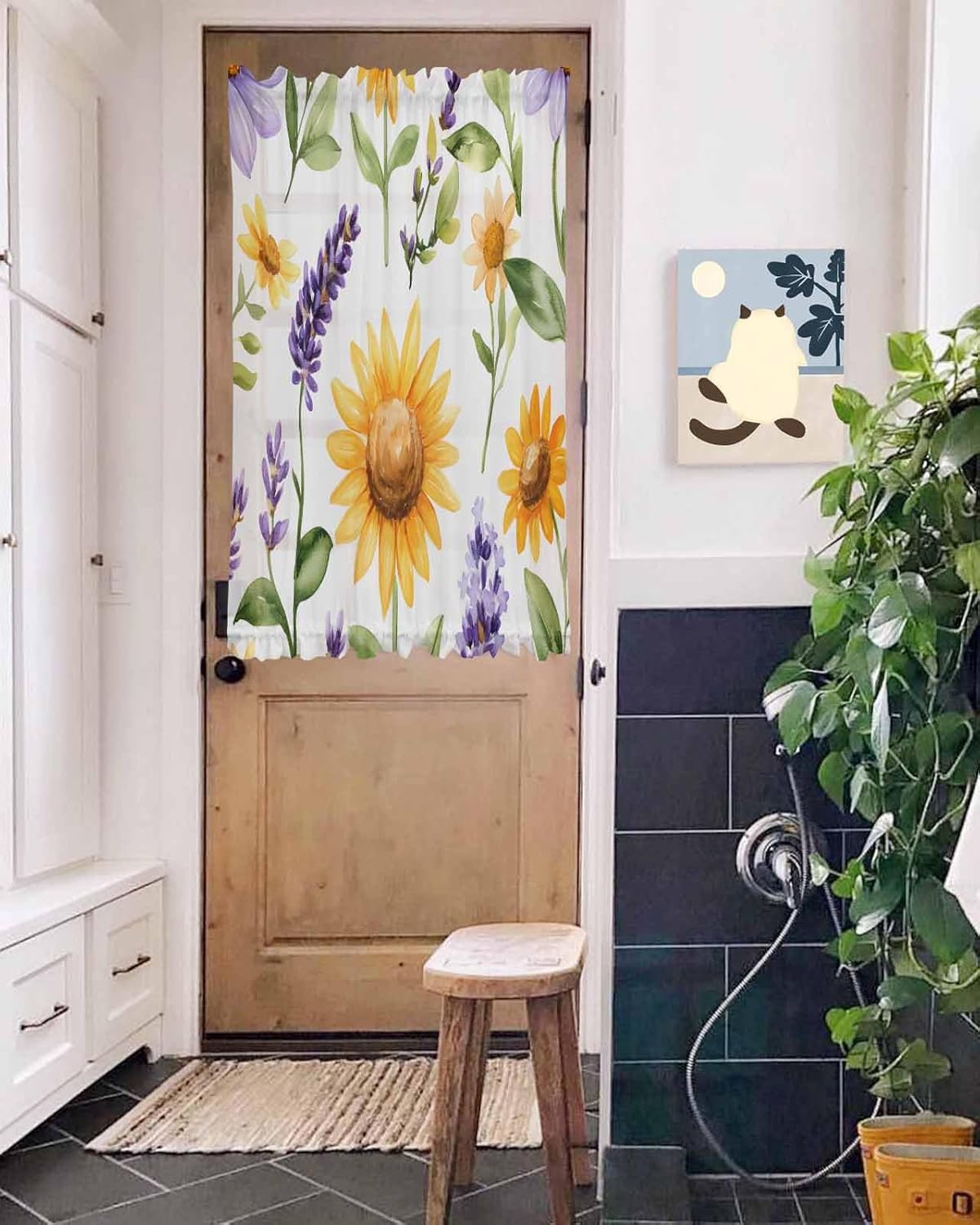 French Door Curtain with Sunflower and Lavender Design