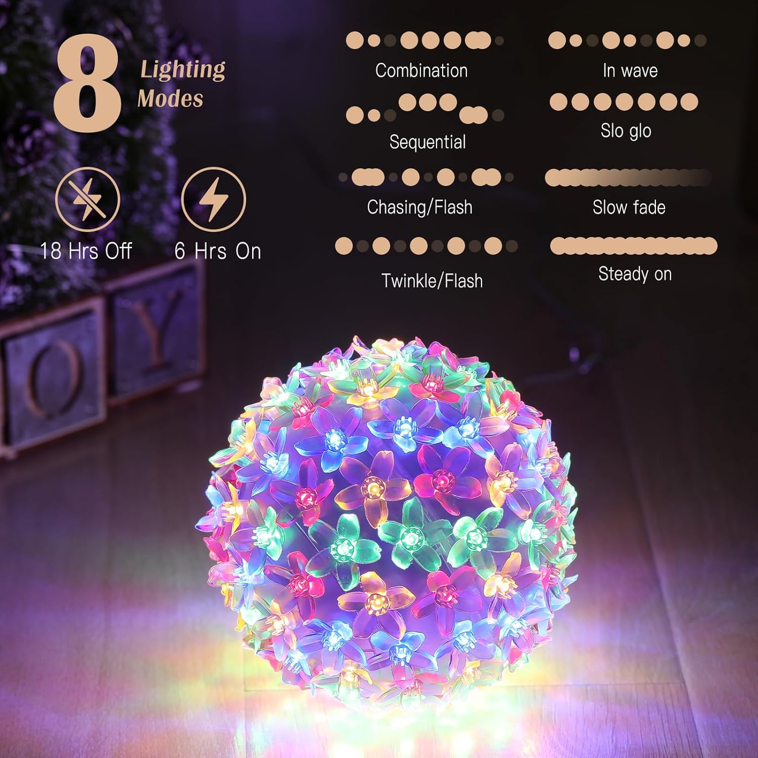 2 Pack USB Cherry Blossom Sphere Lights with Timer