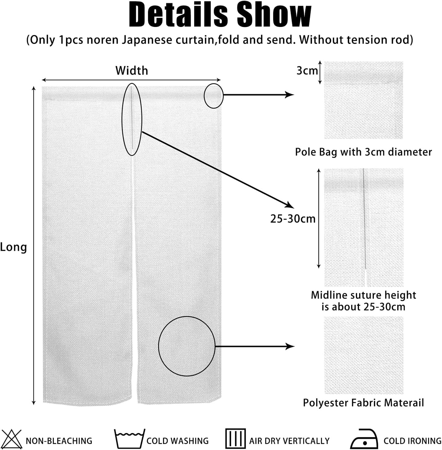 Japanese Door Curtain Privacy Divider Panel 335x709
