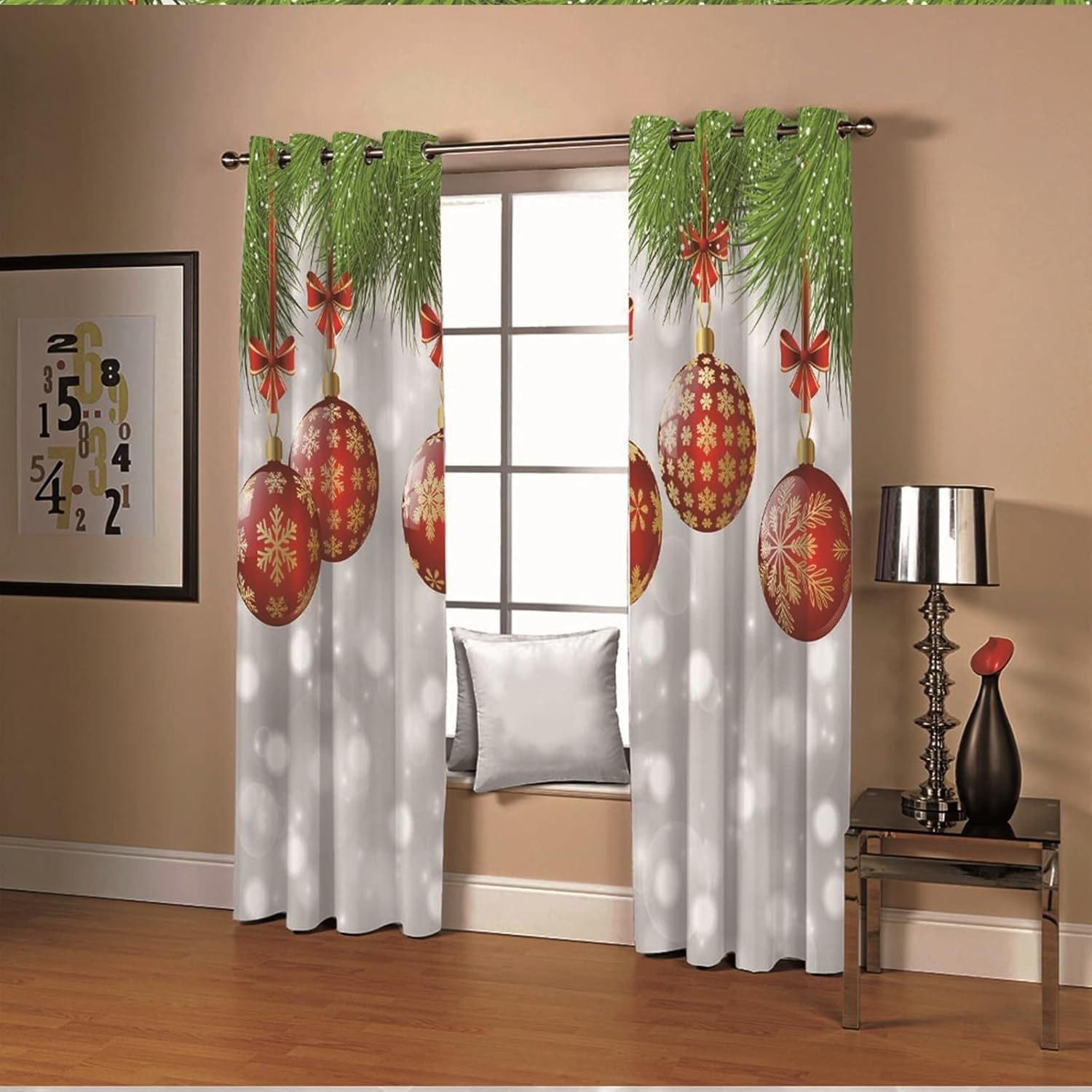 AMDXD Kitchen Blackout Curtains Red Green White 108x63 In