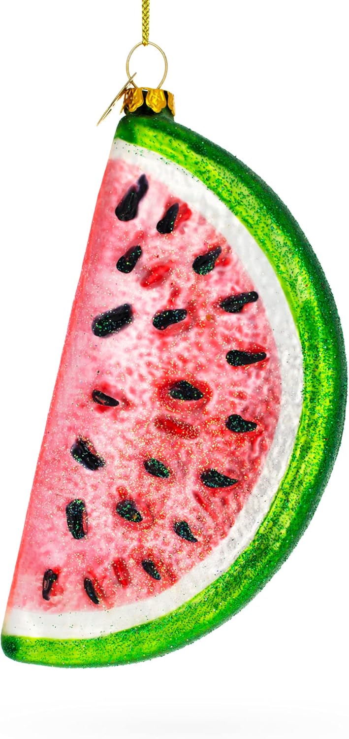Juicy Watermelon Slice Blown Glass Christmas Ornament 1