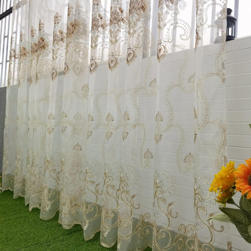 PureAqu Luxury Sheer Curtains 84 Inches for Bedroom Windows