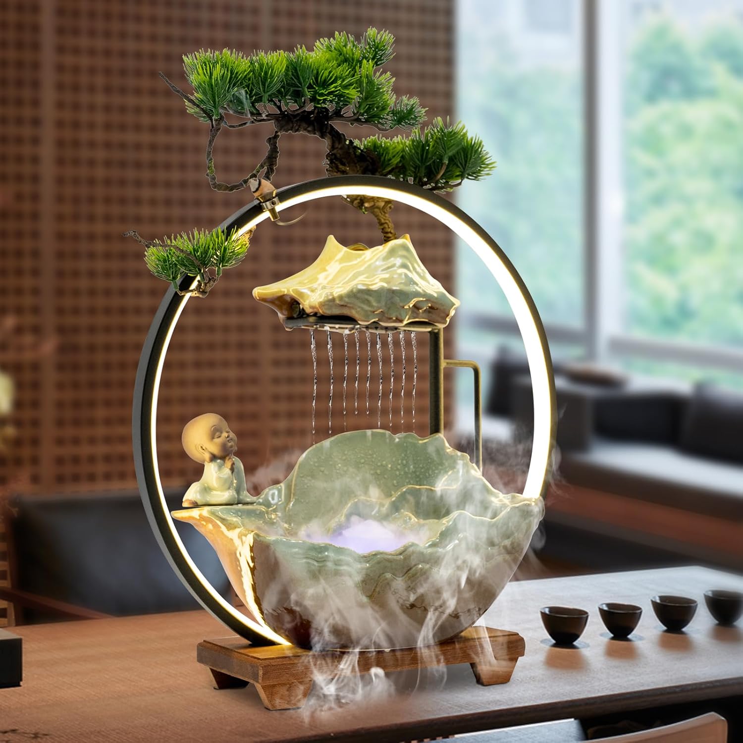 Modern LED Incense Burner Fountain 157X47X163 Inch Desk Water Feature