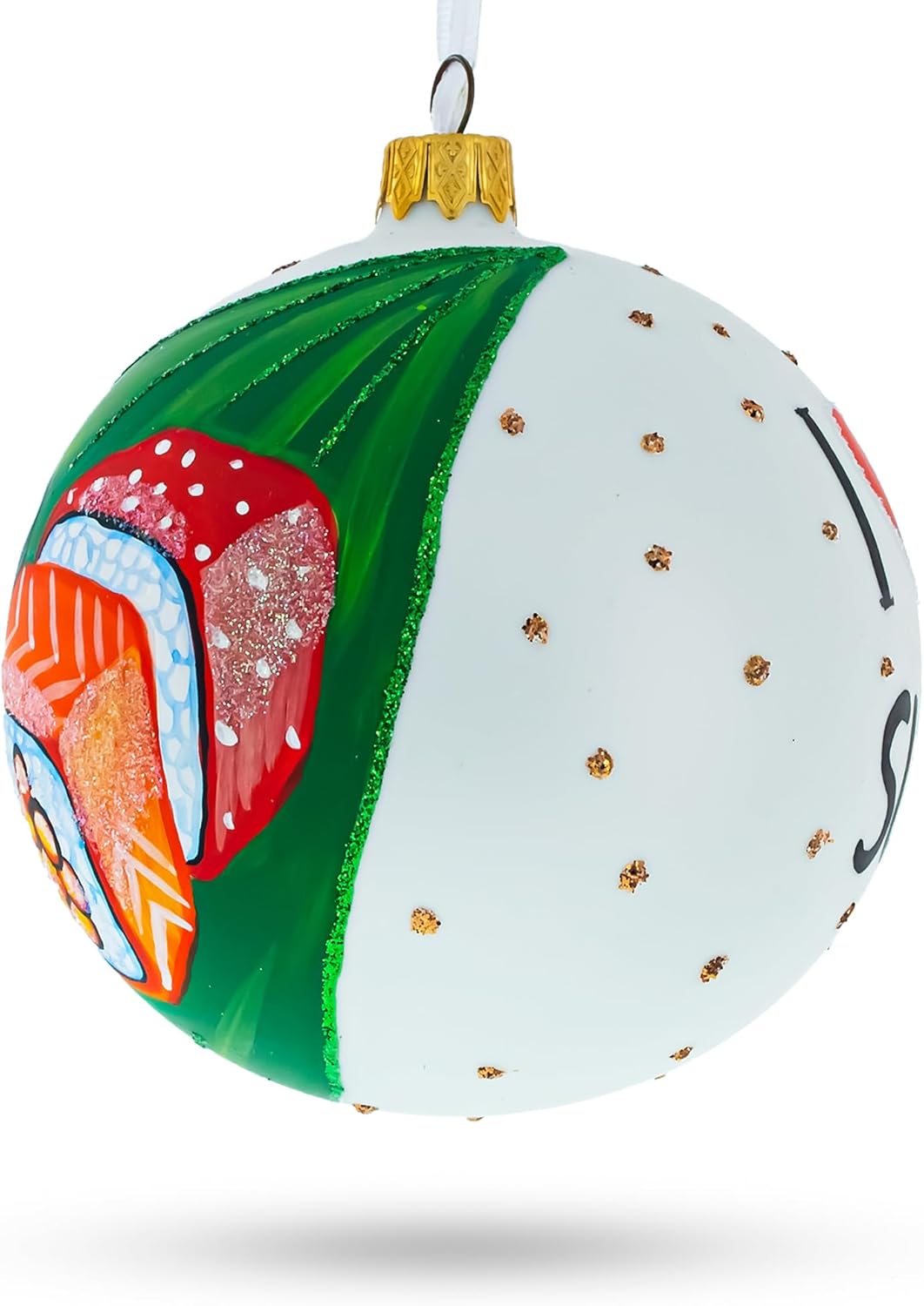 Sushi Lover Glass Ball Christmas Ornament 4 Inches 1