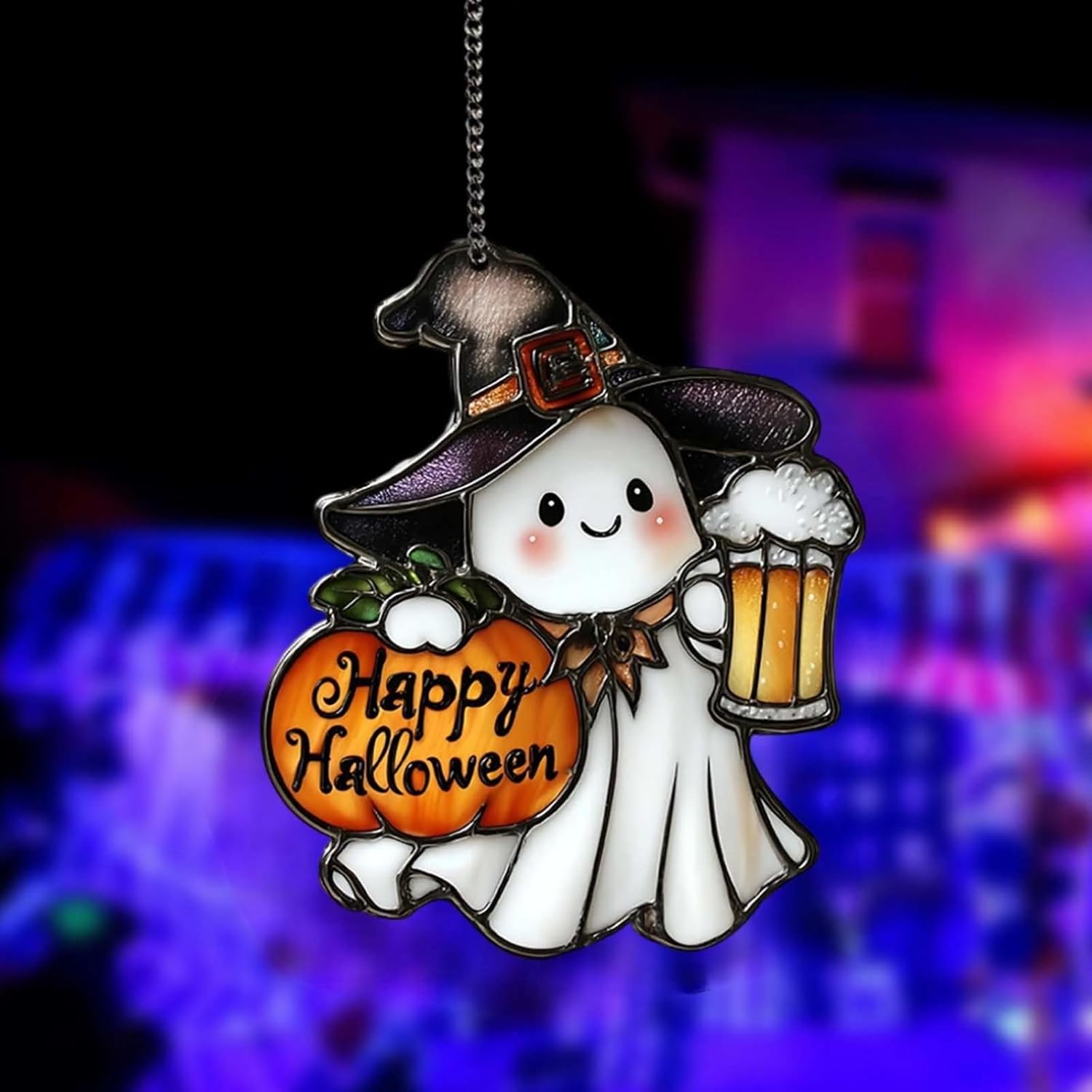 4PCS Halloween Ghost Hanging Ornament with Pumpkin and Beer Cup