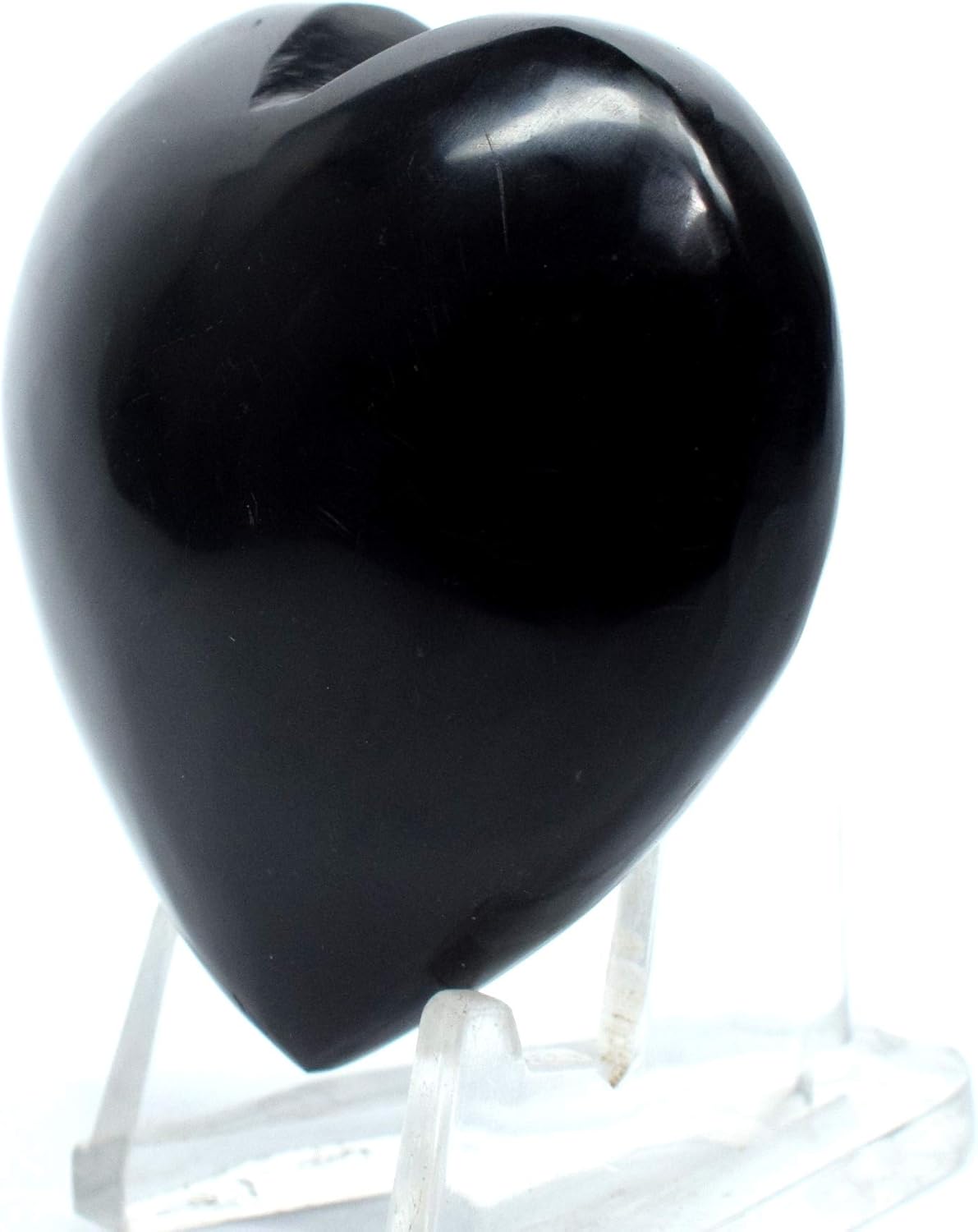 47mm Black Onyx Puffy Heart with Acrylic Stand