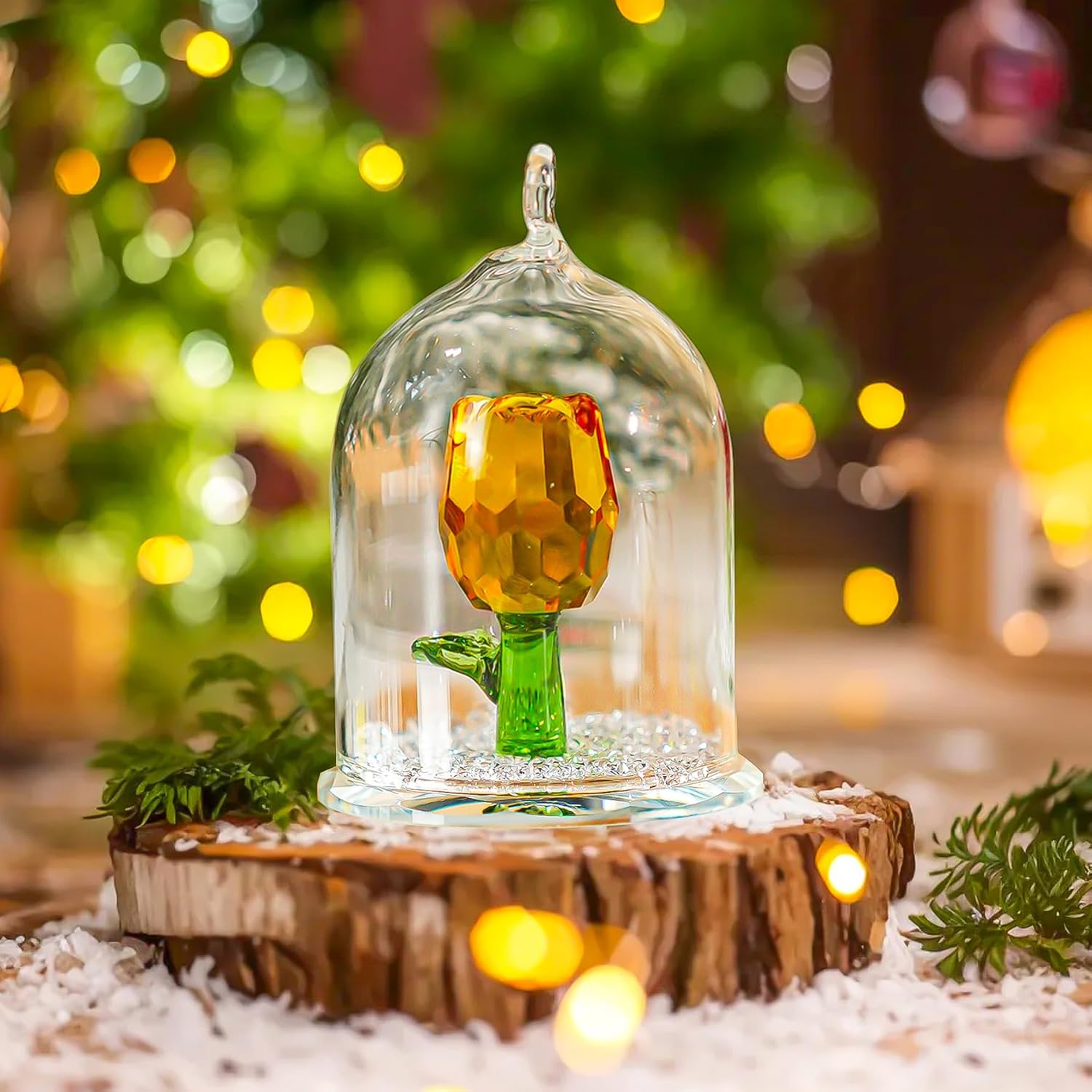 HD Crystal Rose Glass Hanging Decor Ornament