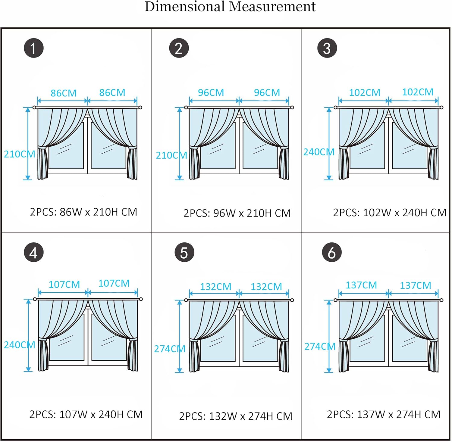 Homxi Seawater Blue Blackout Curtains 2 Panels