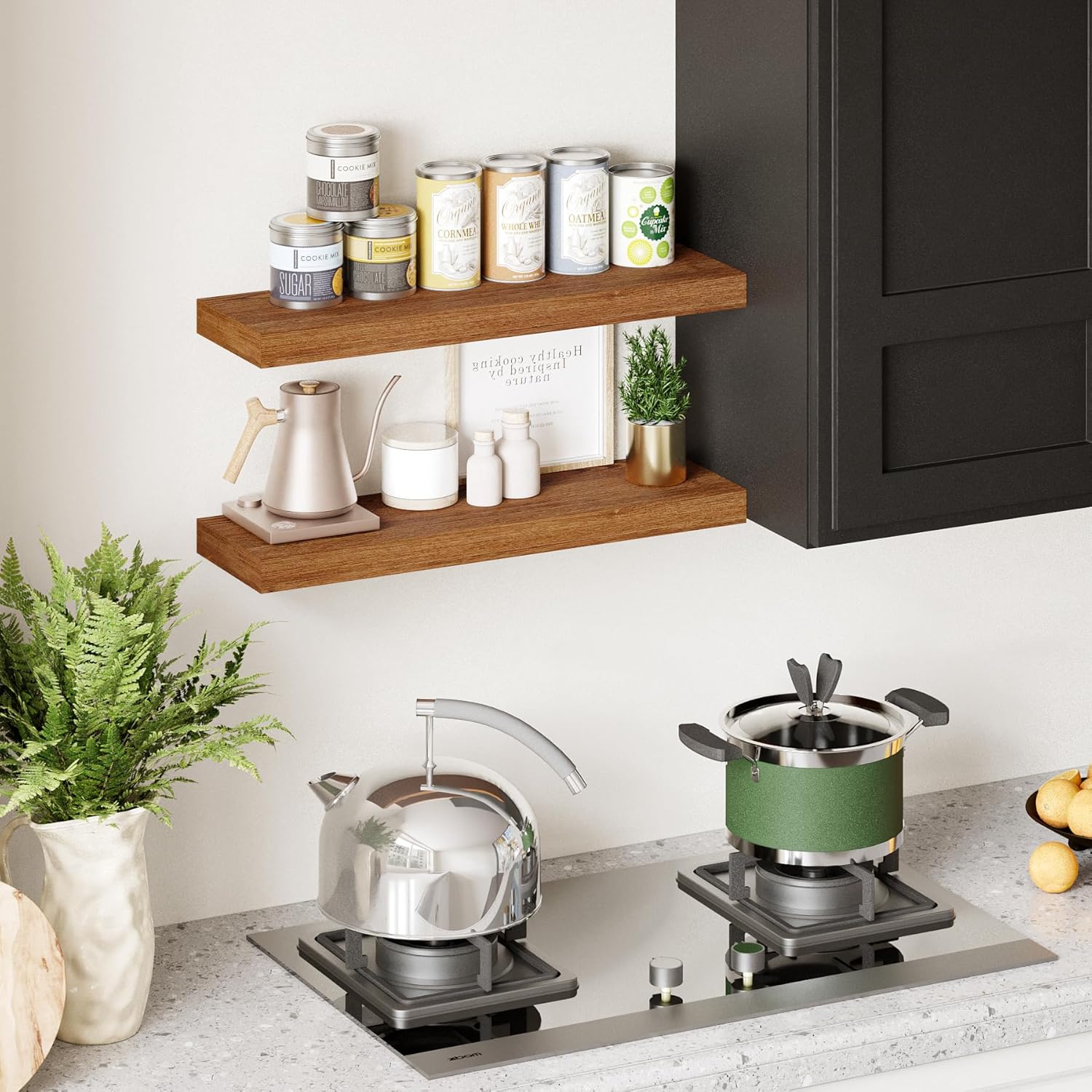 BAMEOS 24x6 Wall Shelf Set with 2 Shelves
