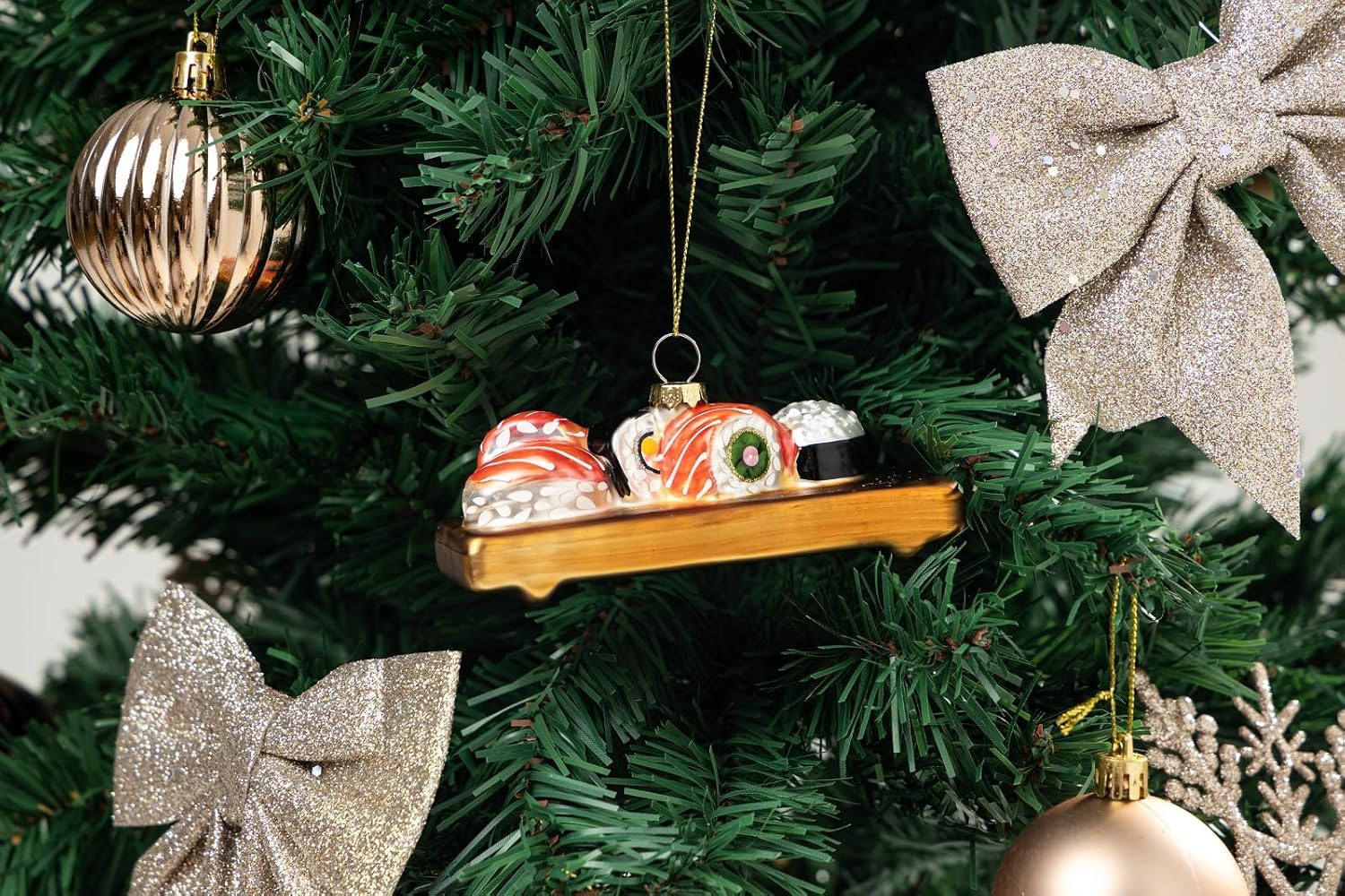 2pcs Blown Glass Sushi Tree Ornaments for Christmas