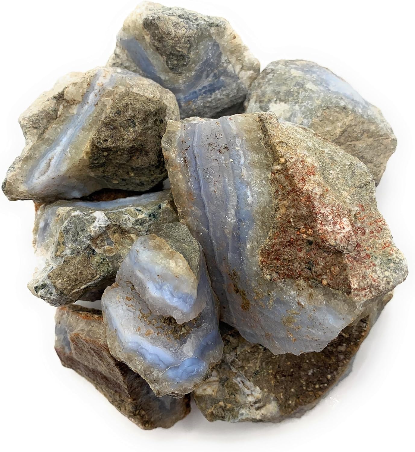 1 lb Blue Lace Agate Stones for Crafts and Healing