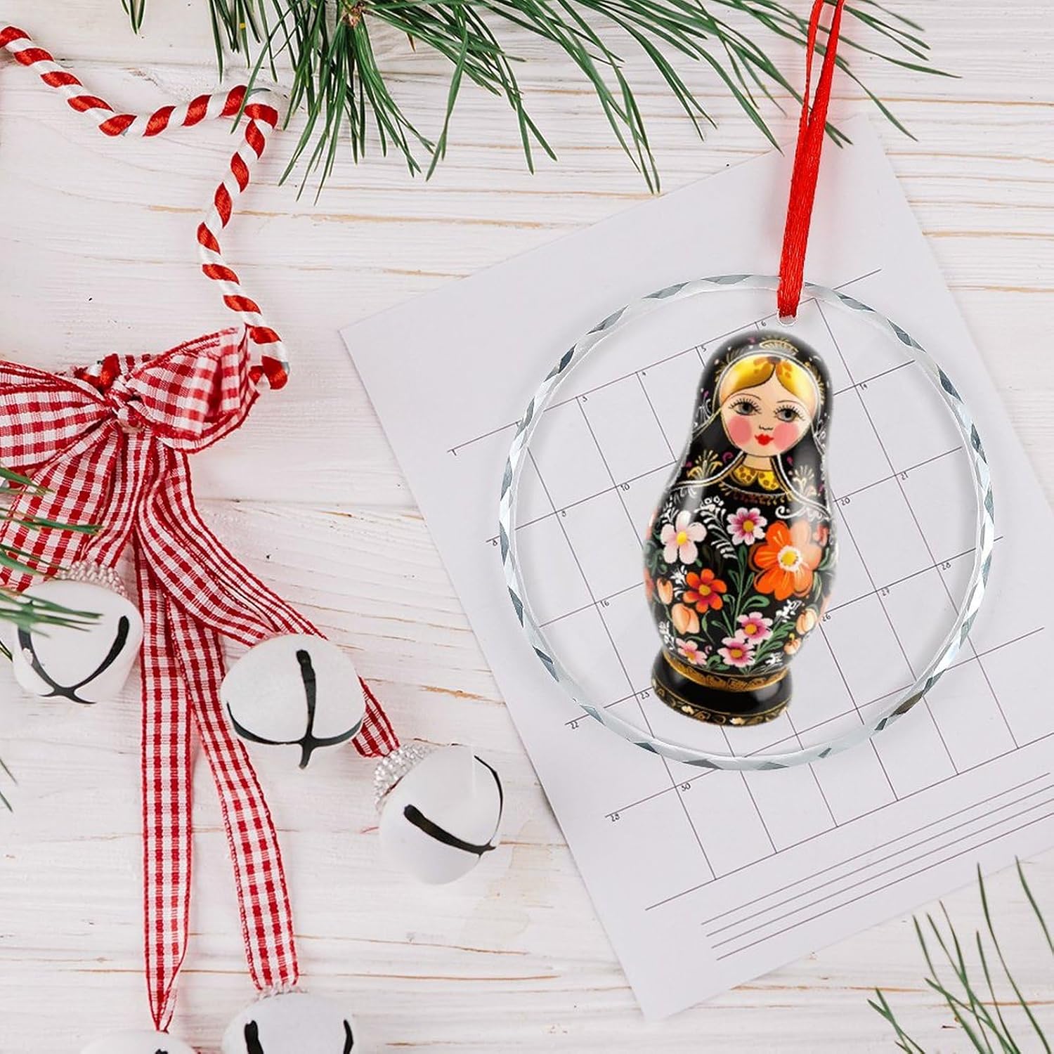Russian Nesting Glass Christmas Hanging Ornaments