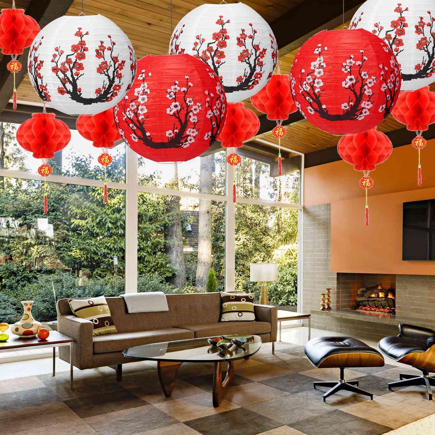 20 Pcs Cherry Blossom Paper Lanterns For Home Decor