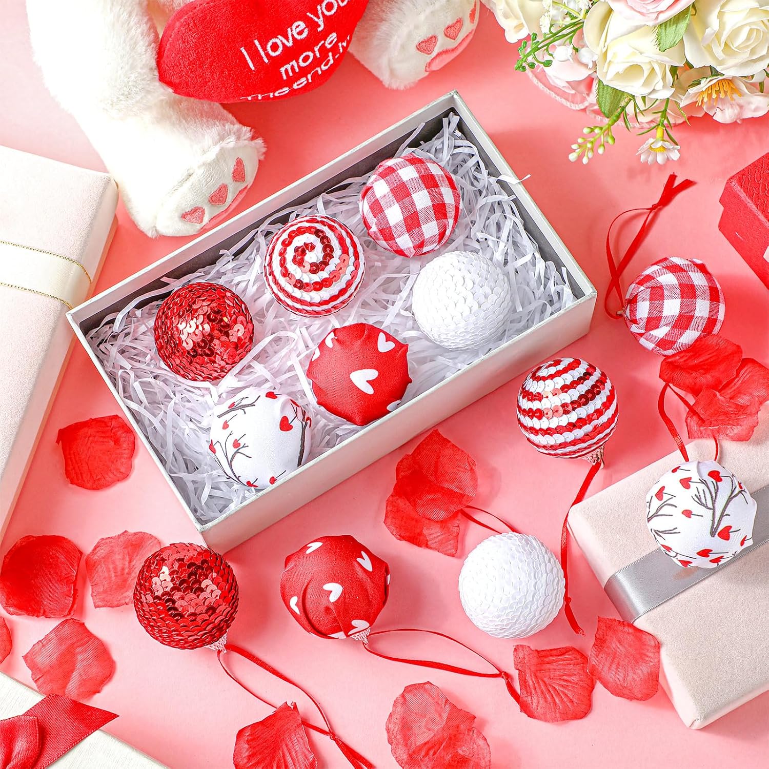 Riceshoot 12Pcs Valentine Tree Ornament Set