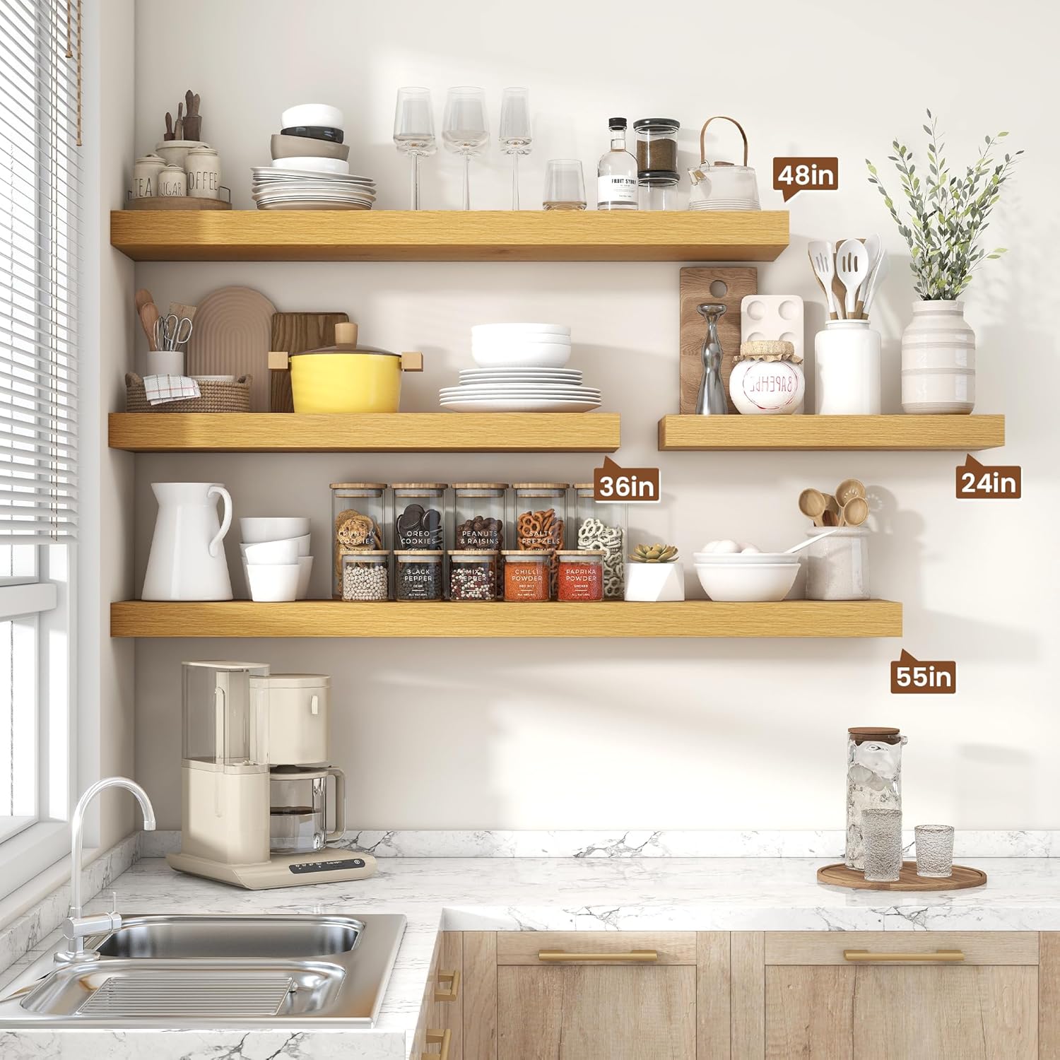 36 Inch Floating Shelves Wall Mount 10 Inch Deep Oak