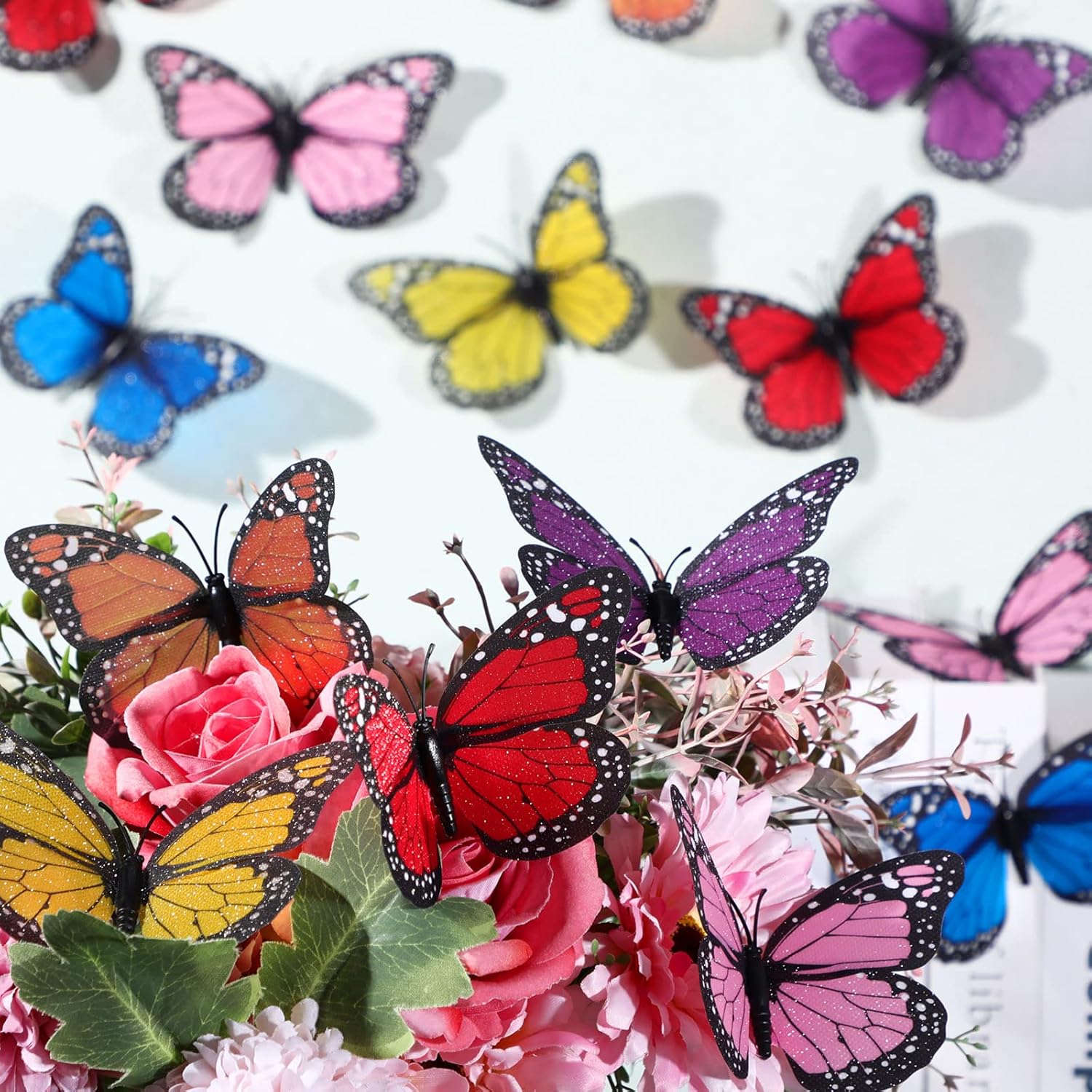 Syhood 24 Piece Magnetic Monarch Butterfly Wall Decorations