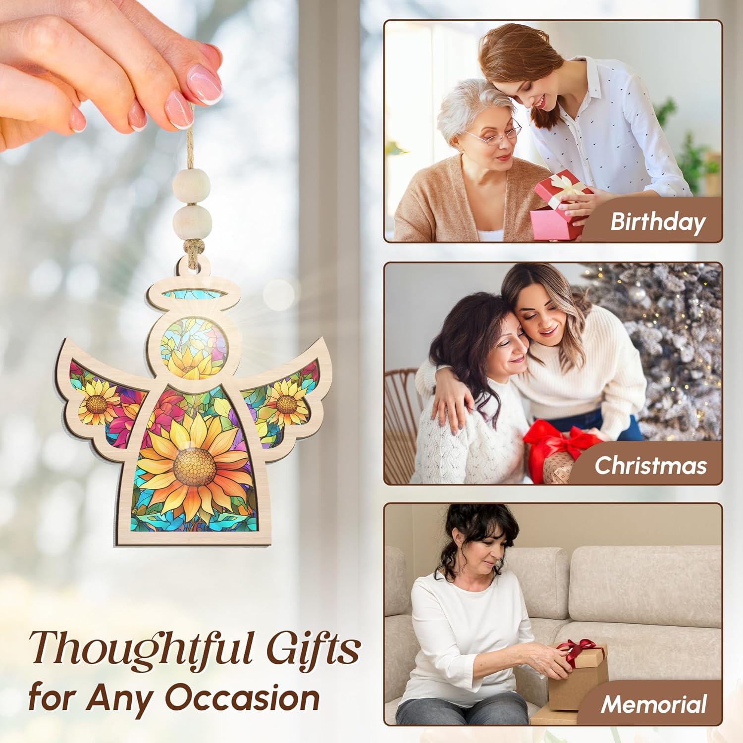 Guardian Angel Suncatcher Sympathy Ornament with Card