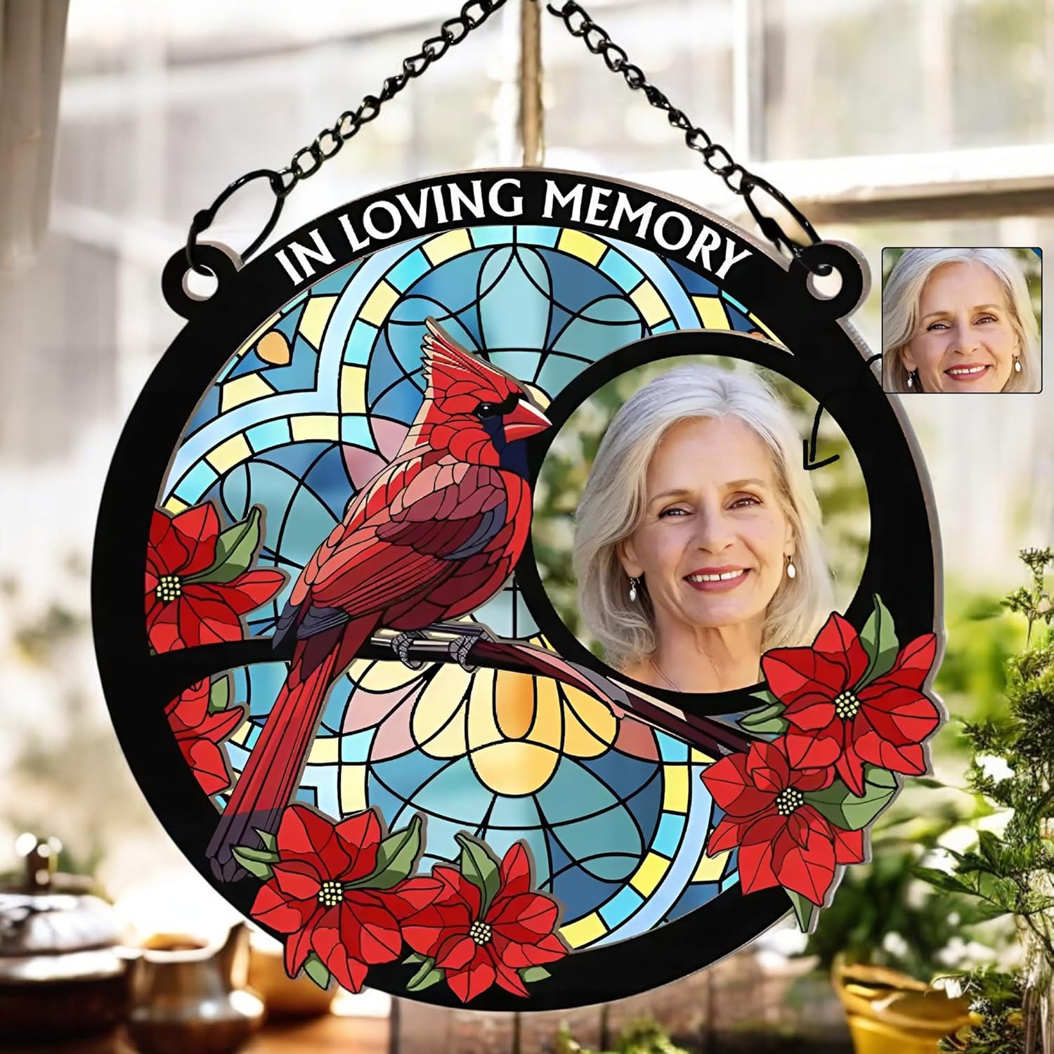 Personalized Photo Suncatcher Ornament Custom Memorial Window Hanging Decor