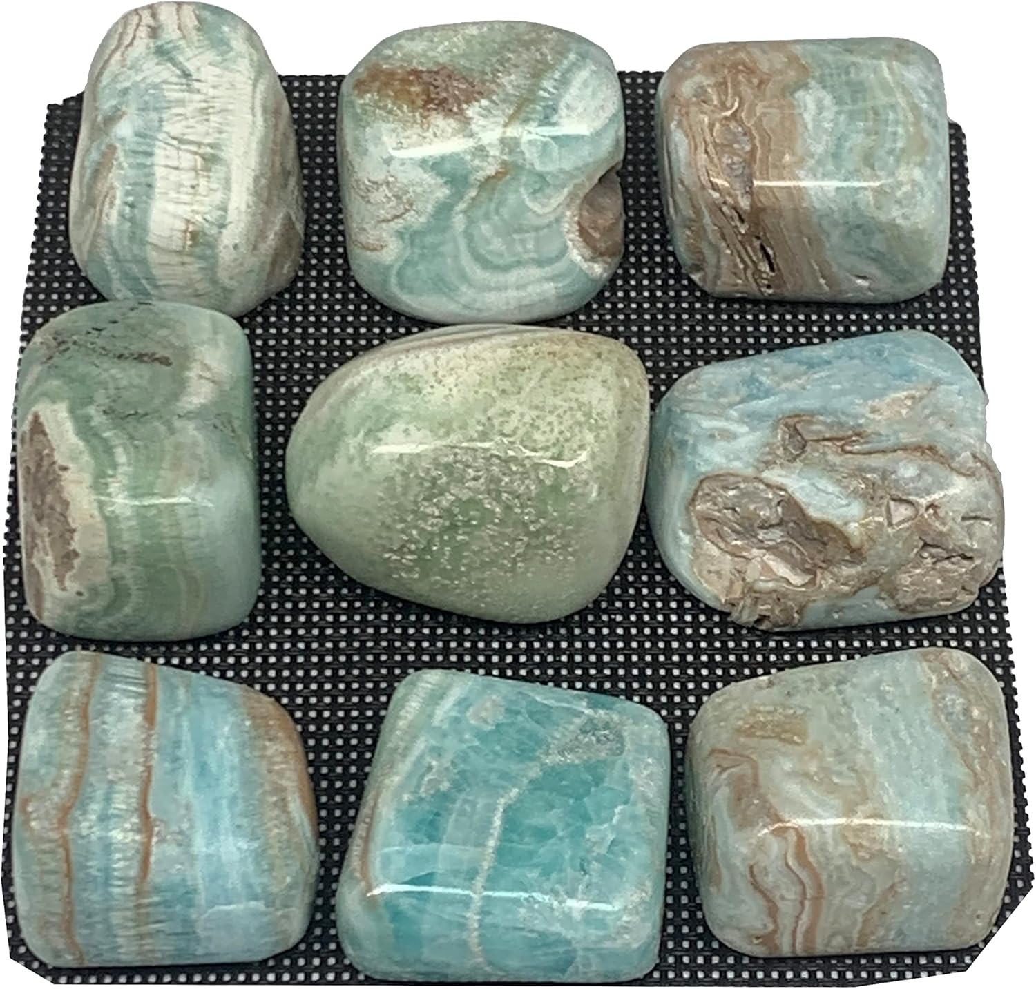Natural Blue Aragonite Tumbled Stones 9pcs From Afghanistan