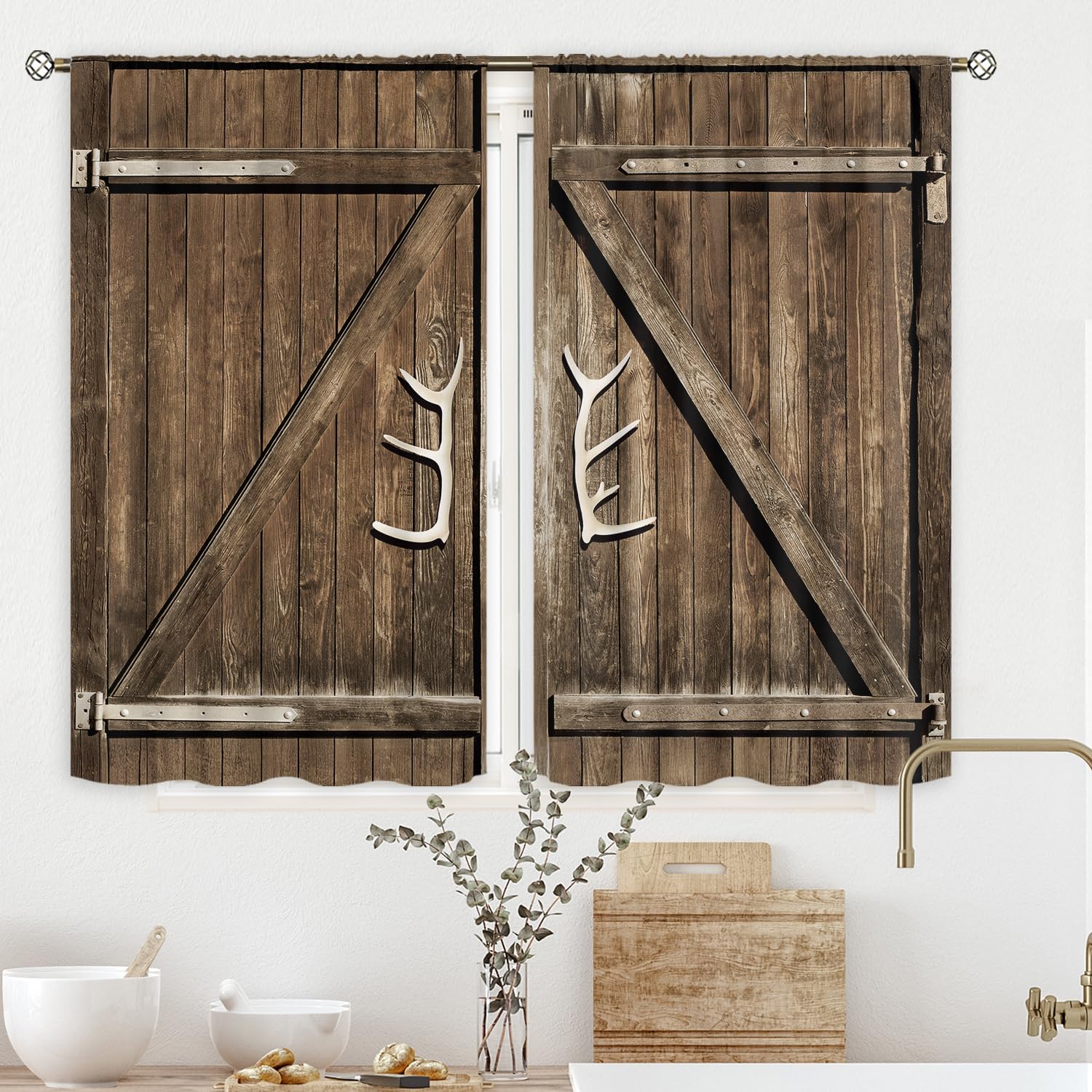 Cinbloo Farmhouse Kitchen Curtains 2 Panels Set