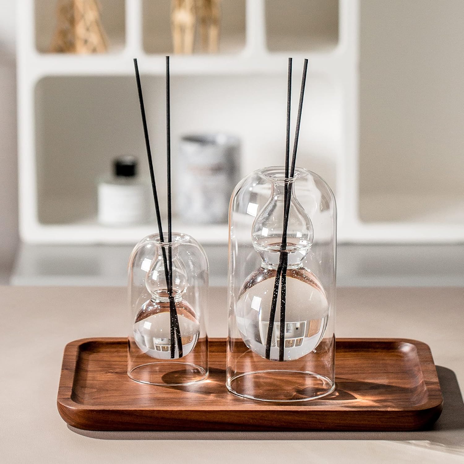 GalDal Empty Glass Fragrance Diffuser Bottles with 16pcs Black Reed Sticks 2pcs Set