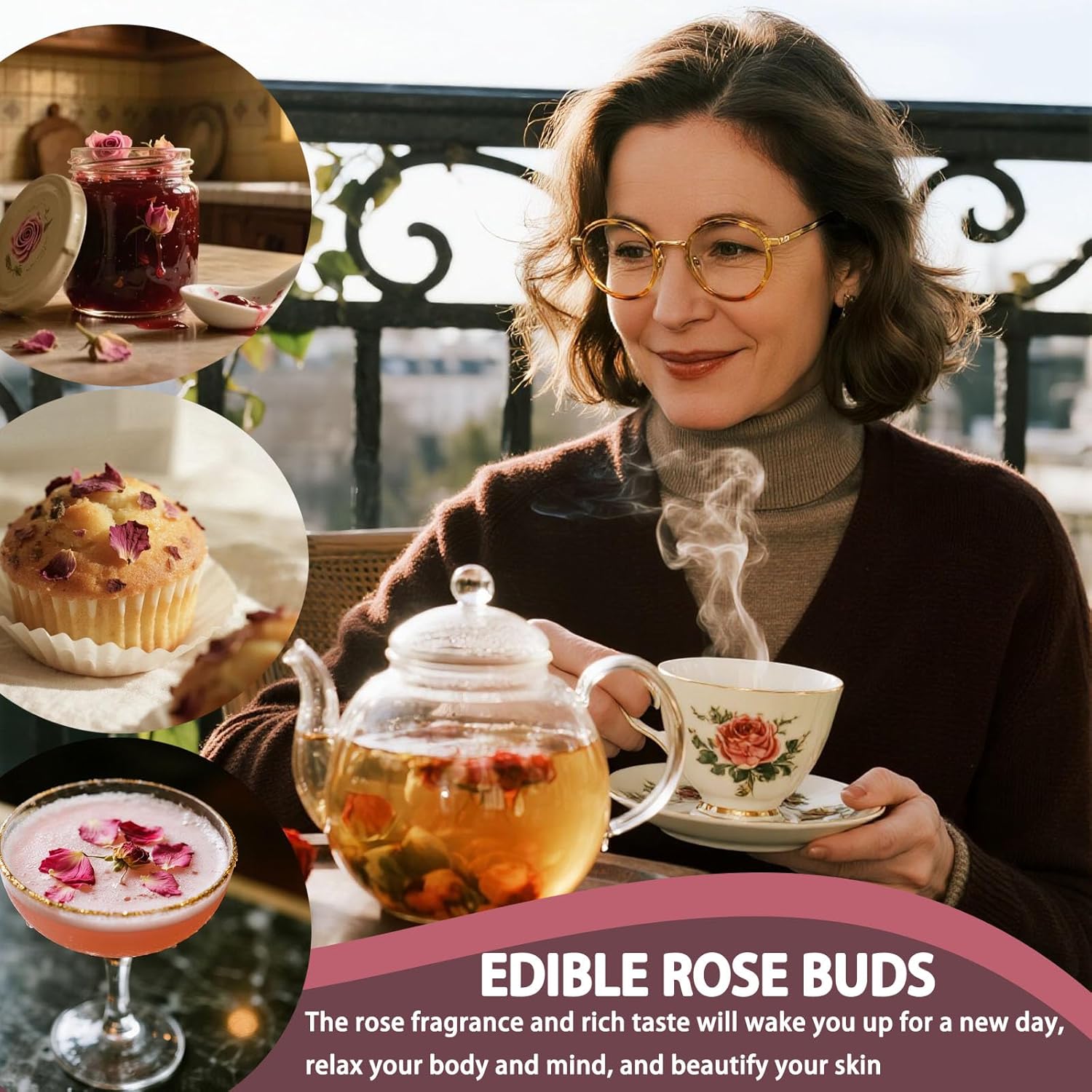 Premium Dried Rose Buds Edible for Tea Crafts and Baking