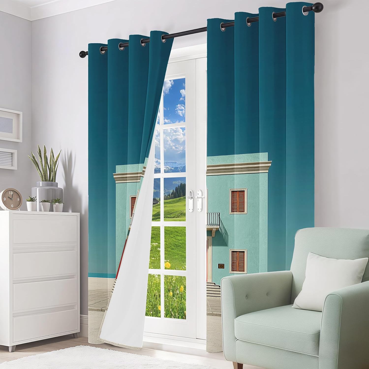 European Doorway Curtains 84 Inch Long with Grommet 2 Panel Set