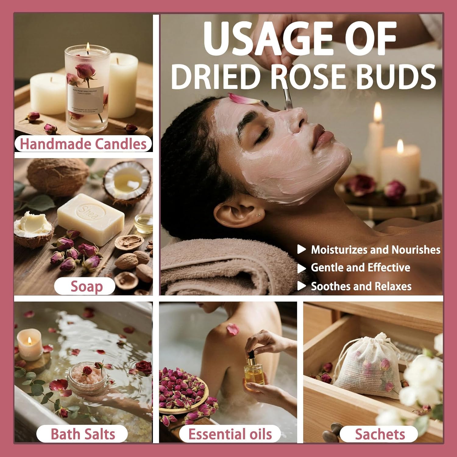 Premium Dried Rose Buds Edible for Tea Crafts and Baking