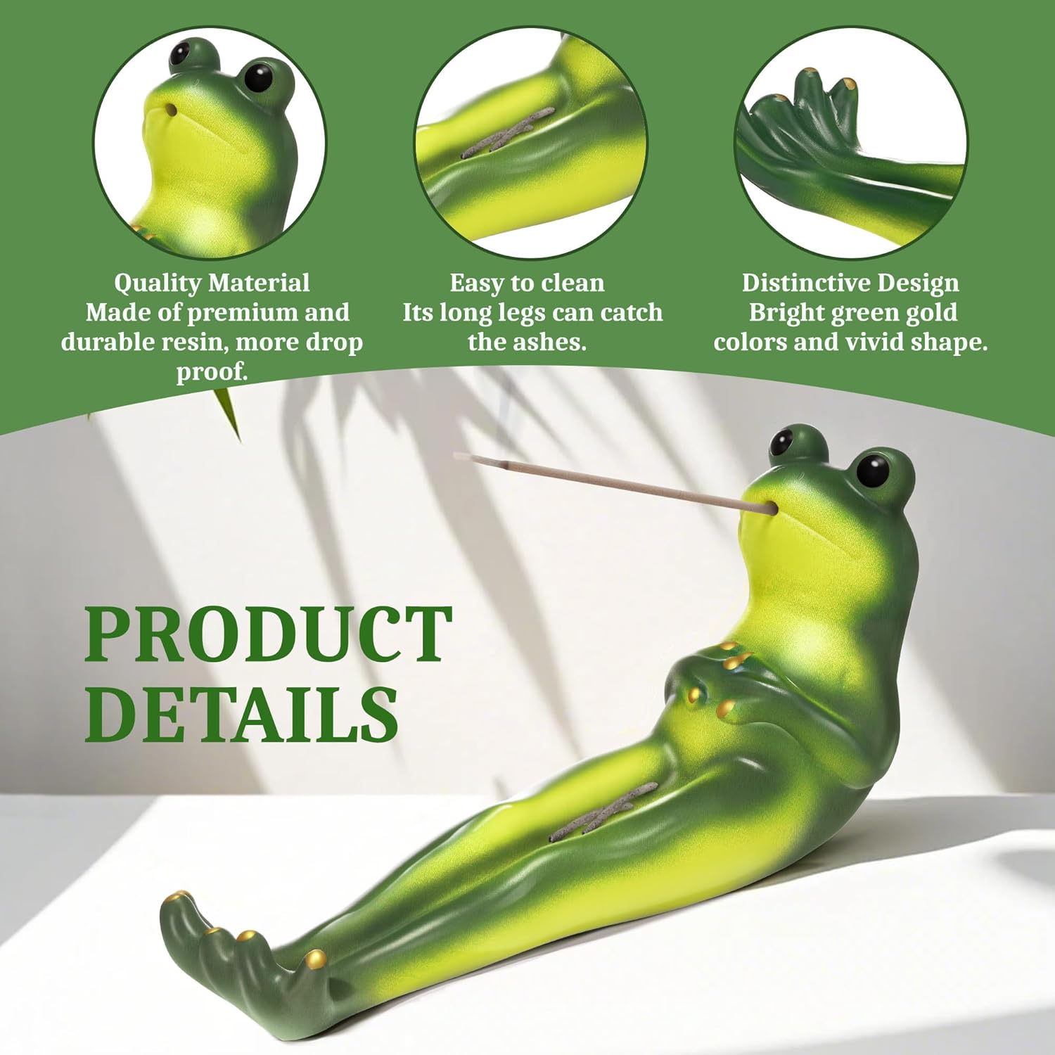Green Frog Incense Stick Holder with 30 Sticks