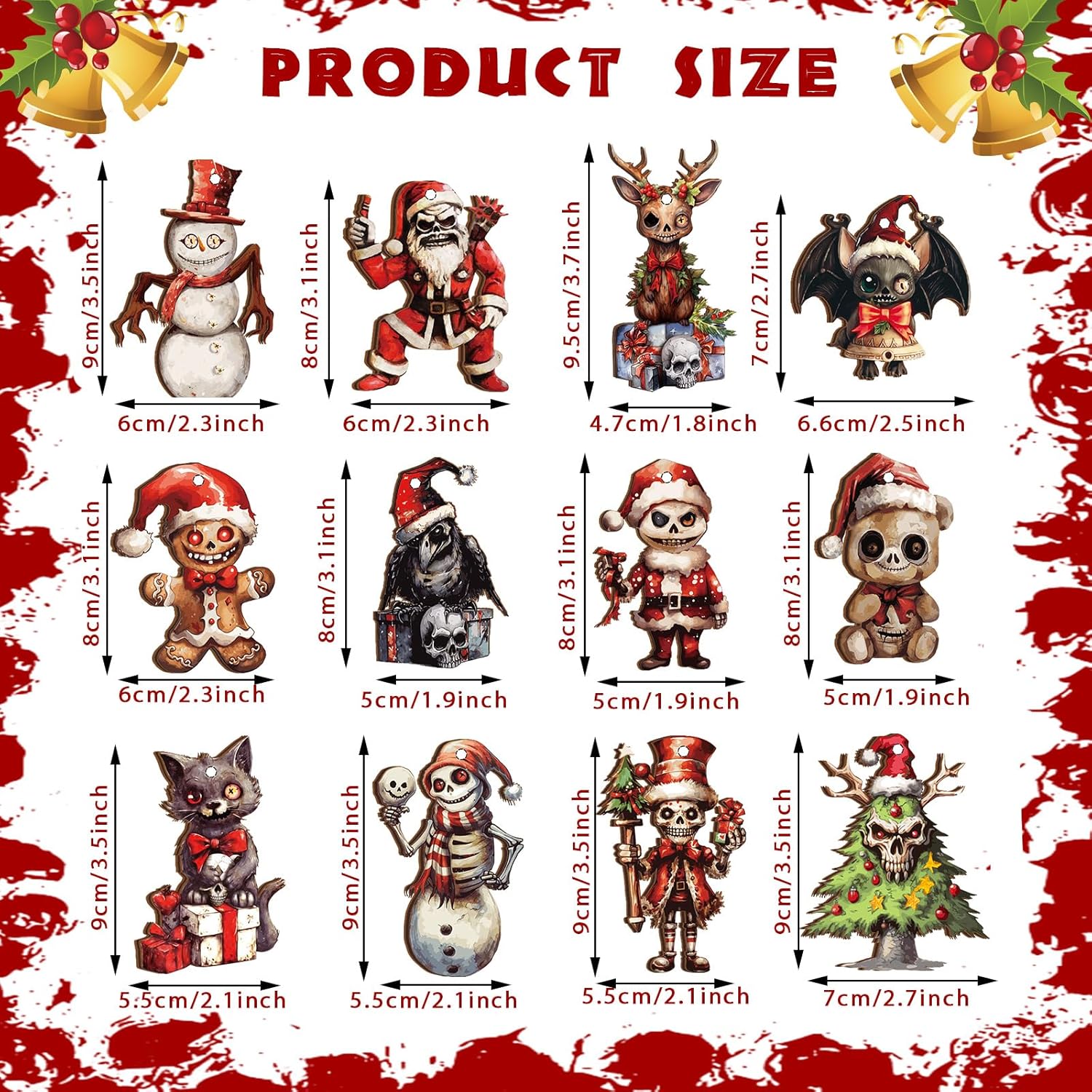 Soaoo 36 Pcs Horror Wooden Hanging Decoration Set