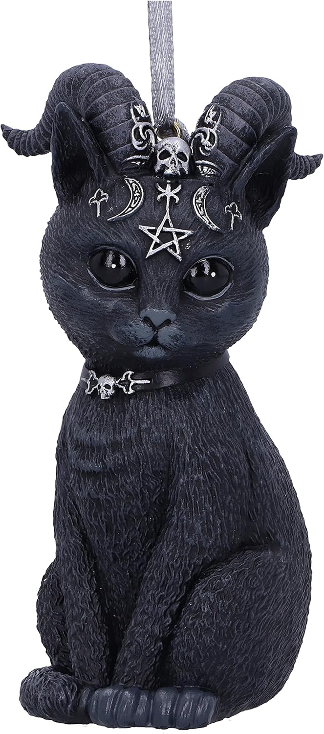 Nemesis Now Horned Cat Hanging Ornament 10cm Black Resin