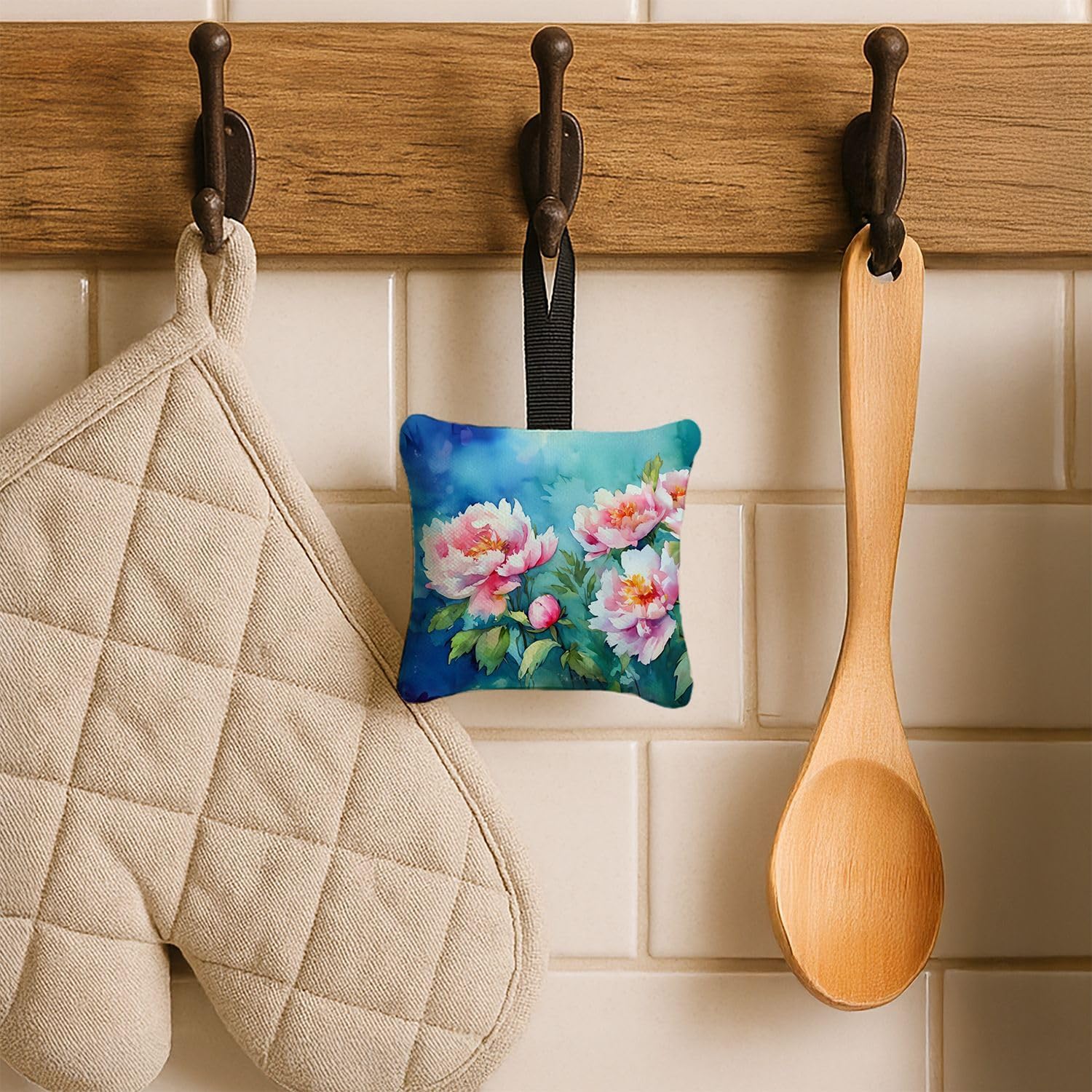 Carolines Treasures Peonies Watercolor Hanging Fabric Ornament 35x35