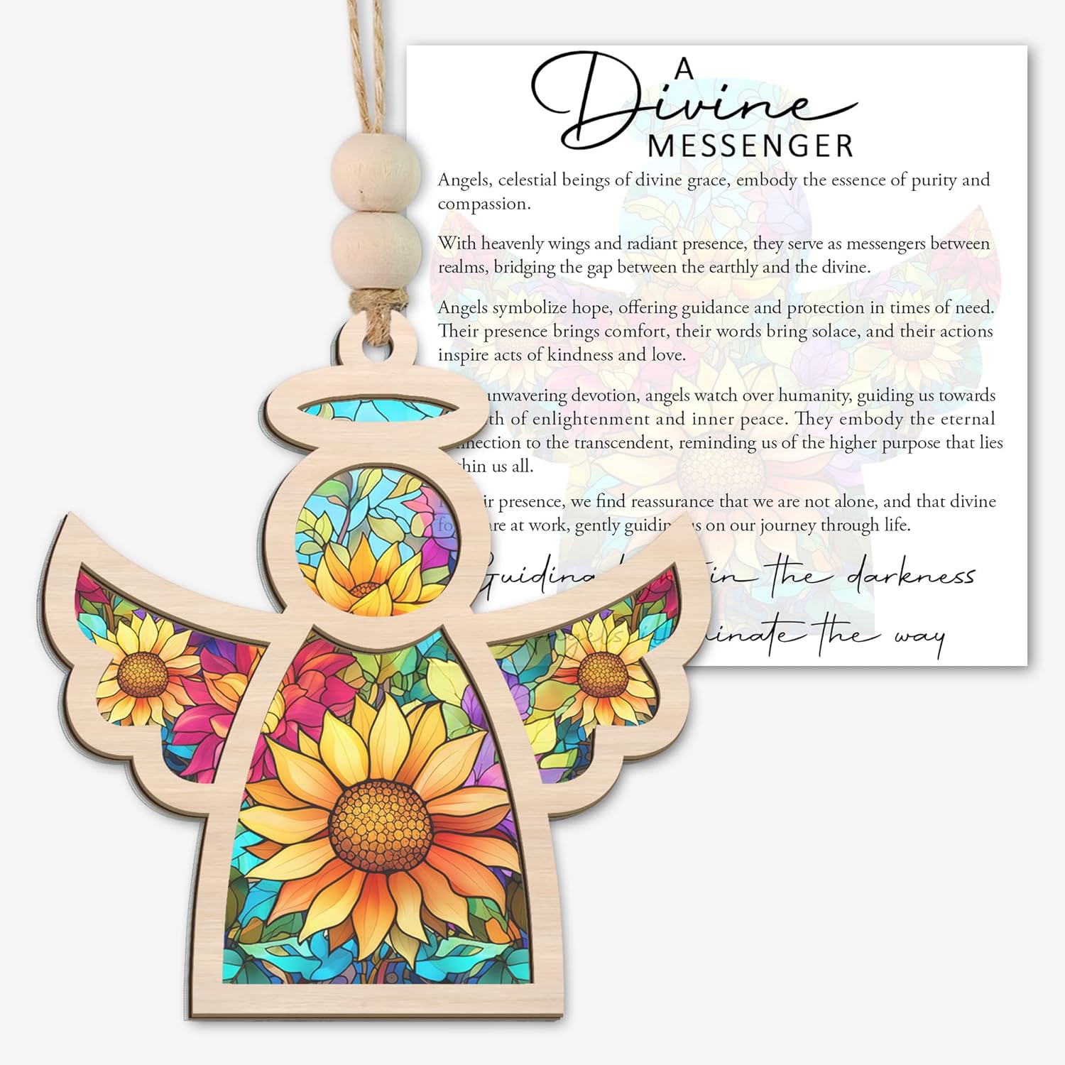 Guardian Angel Suncatcher Sympathy Ornament with Card