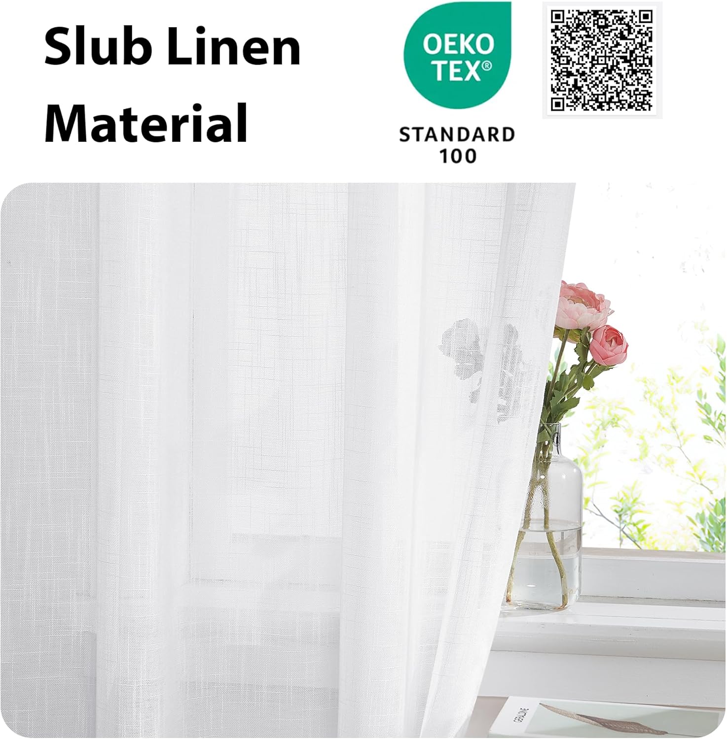 NICETOWN Sheer Door Curtain with Tieback 36W x 80L