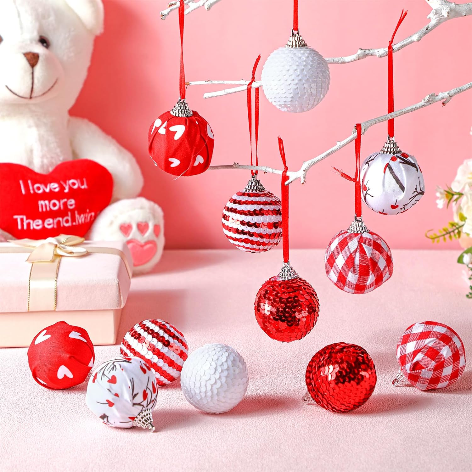 Riceshoot 12Pcs Valentine Tree Ornament Set