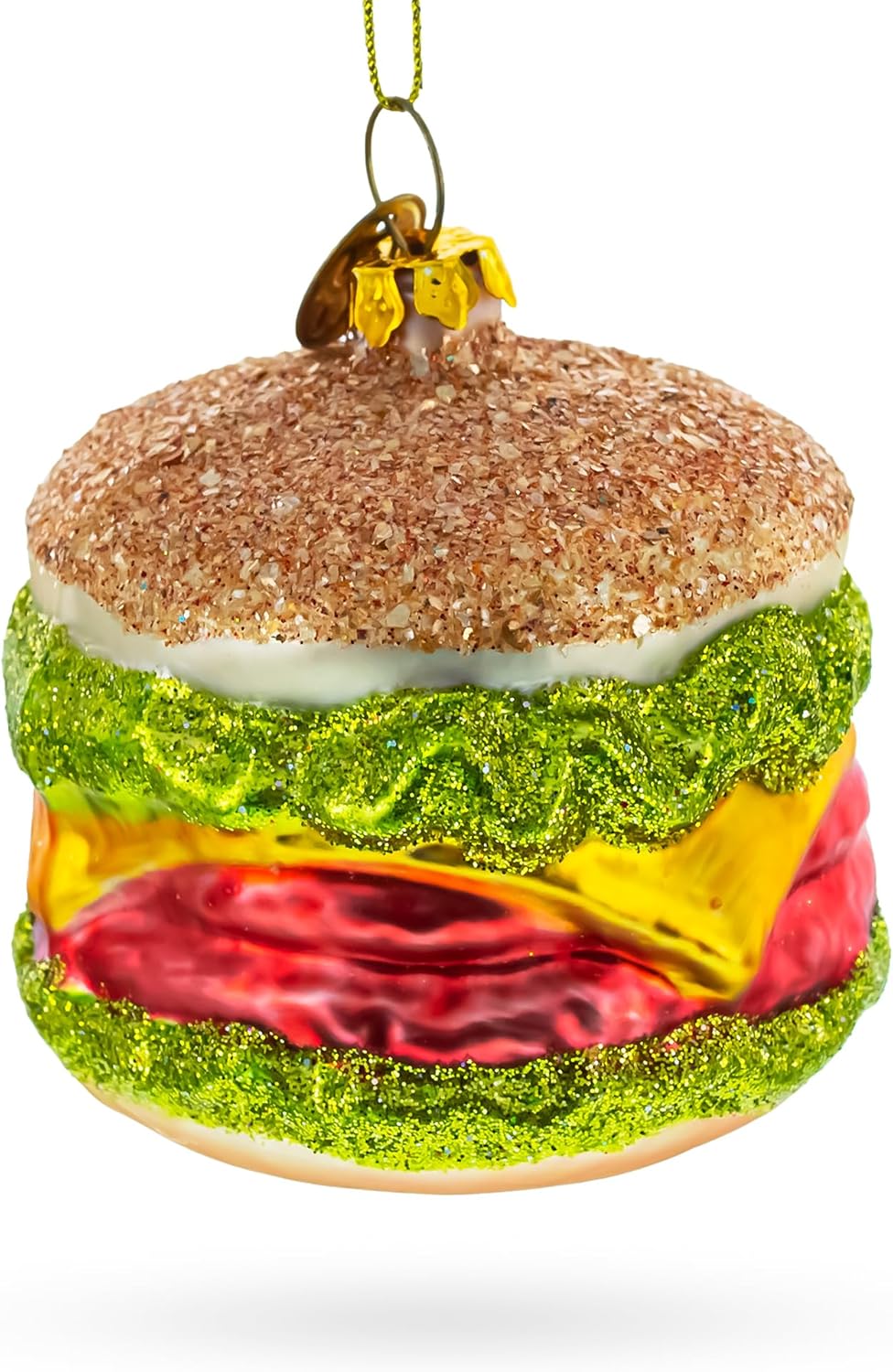 Juicy Cheeseburger Blown Glass Christmas Ornament 1