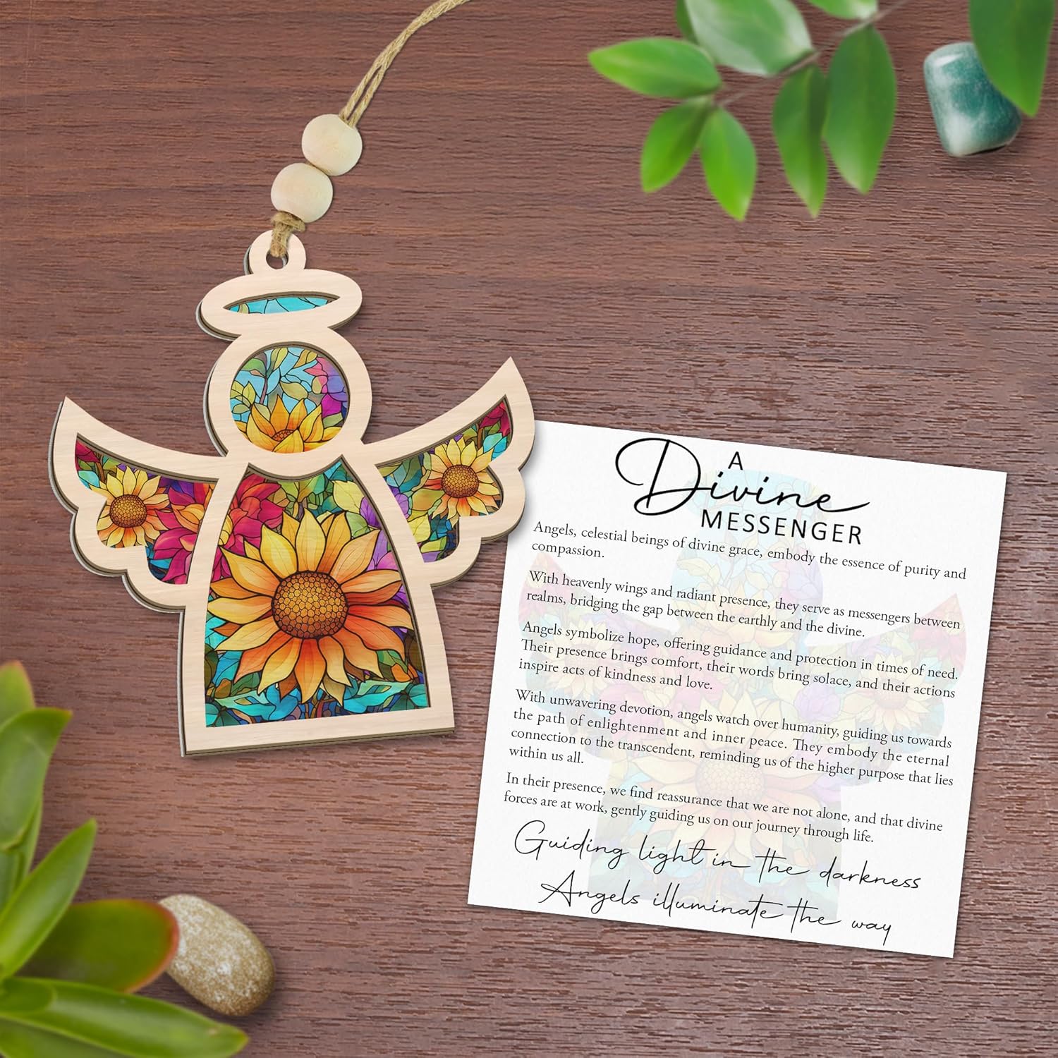 Guardian Angel Suncatcher Sympathy Ornament with Card