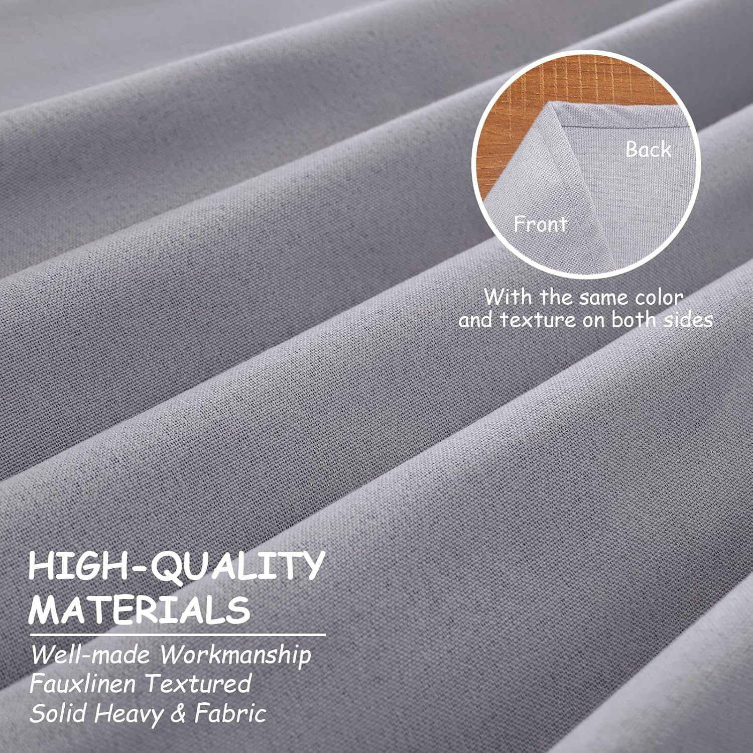 Light Grey Blackout Pinch Pleated Linen Curtains 2 Panels Set