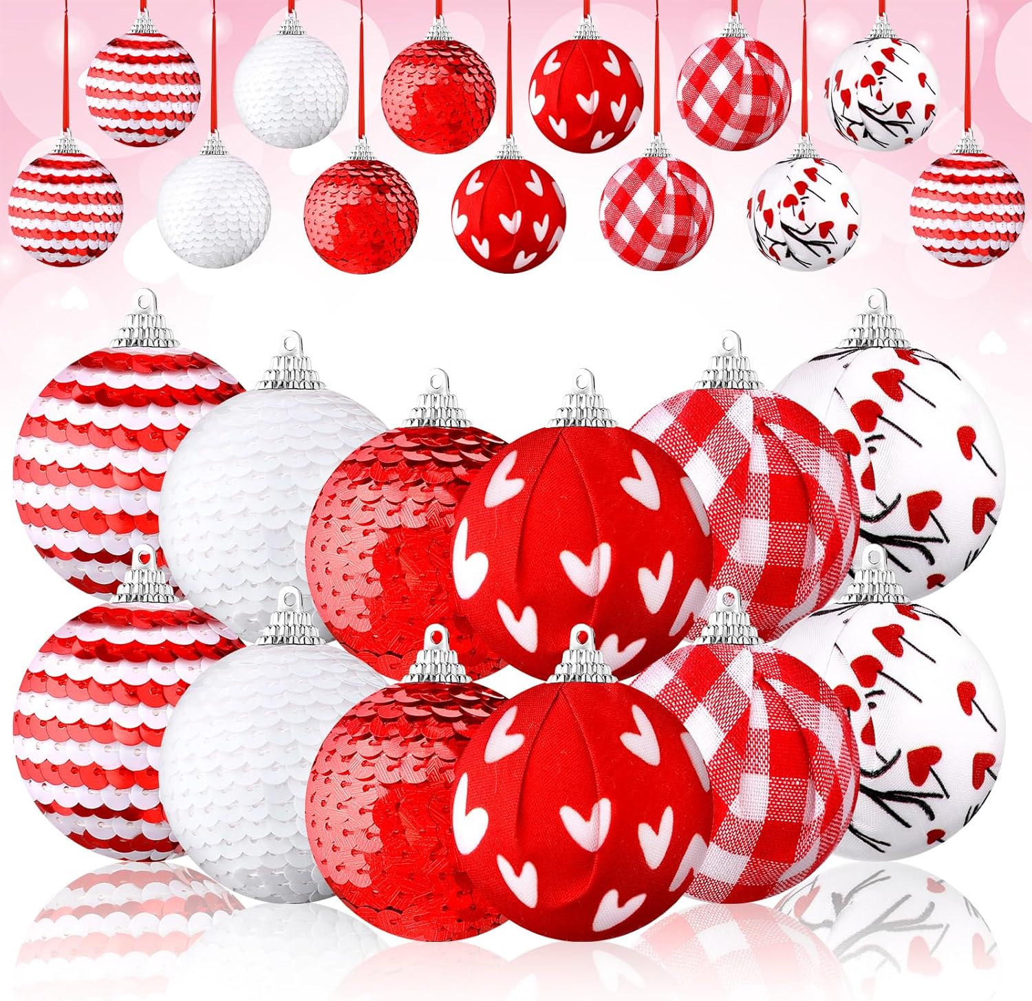 Riceshoot 12Pcs Valentine Tree Ornament Set