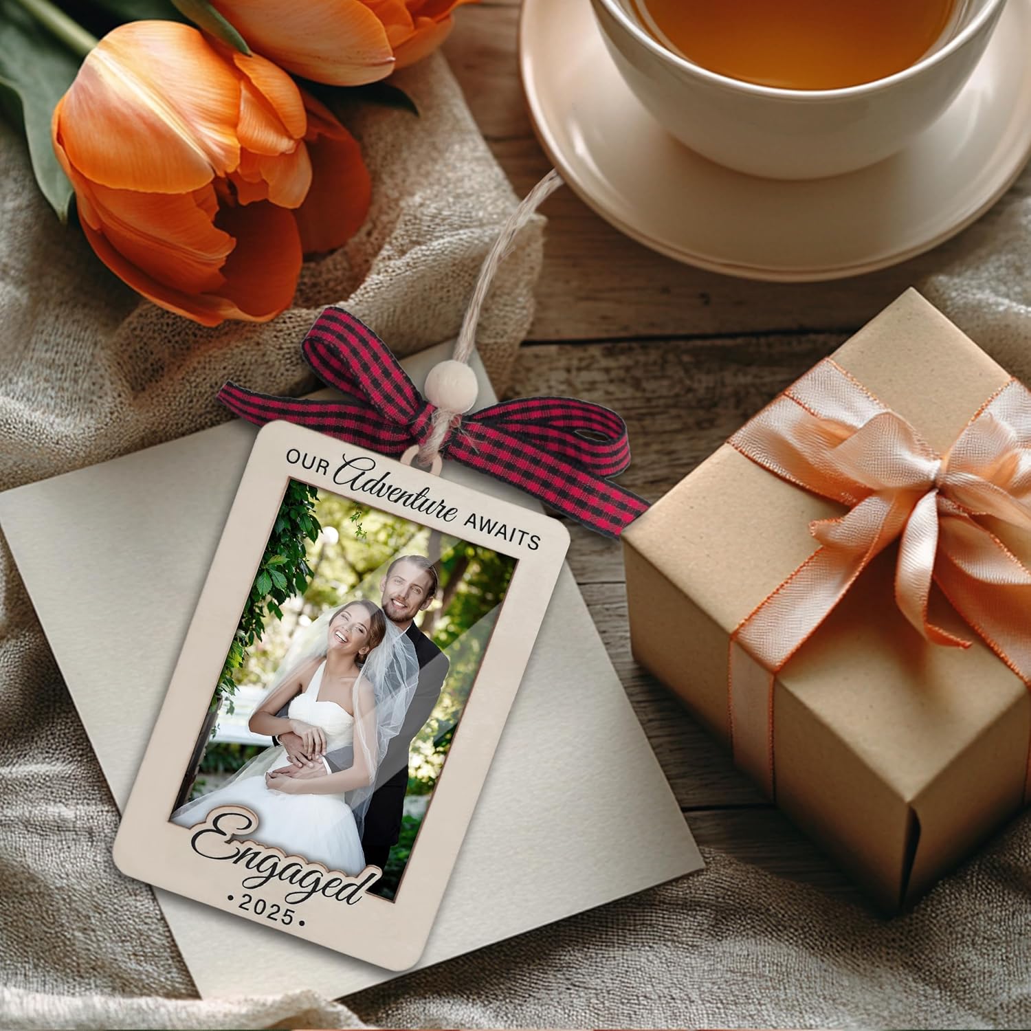 2025 Engagement Photo Frame Ornament With Plastic Cover