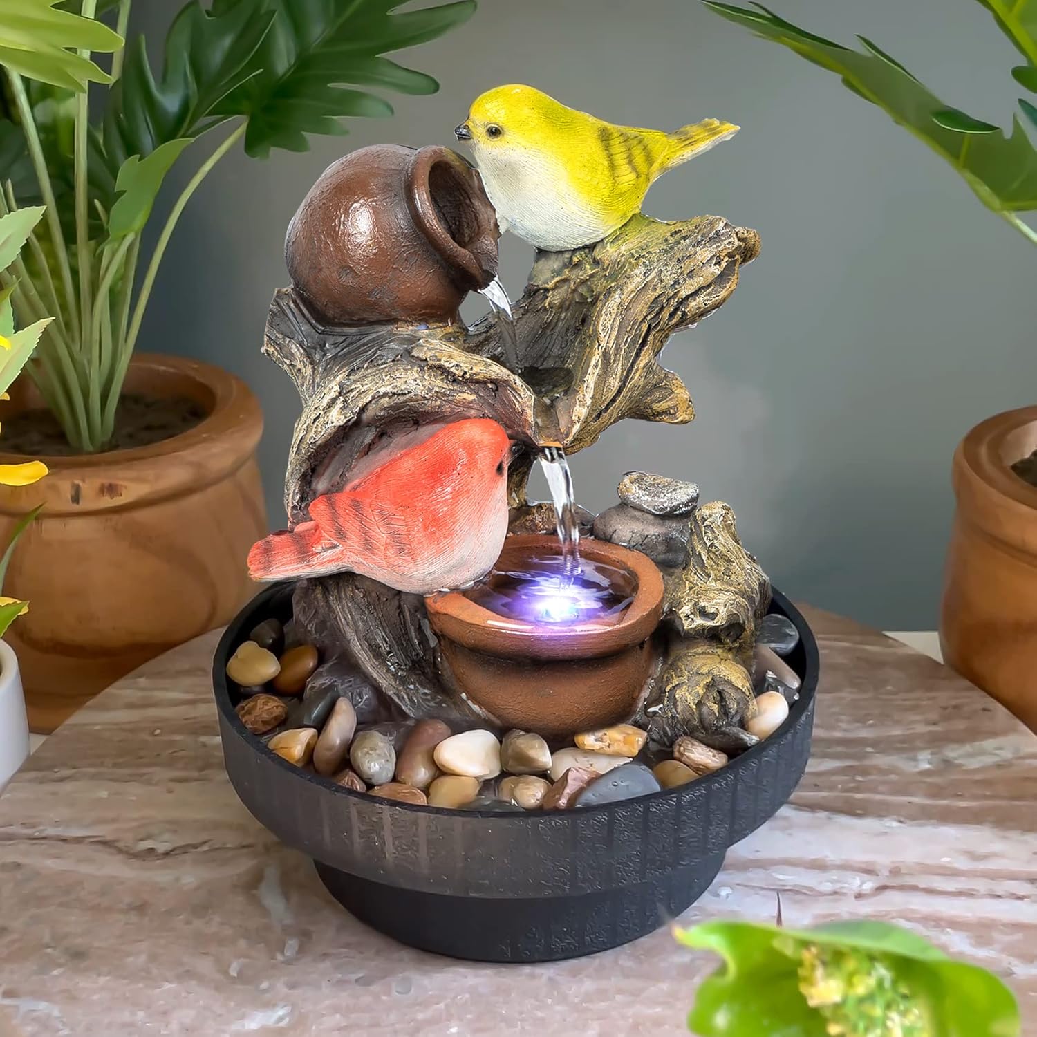 Ferrisland Indoor Tabletop Water Fountain with LED Light